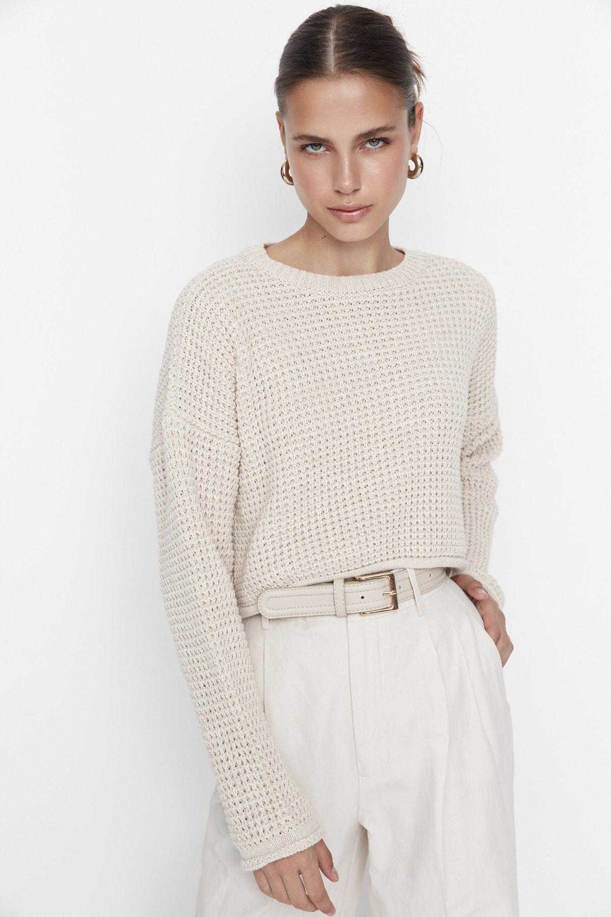 Beige Crew Neck Sweater, , large image number 2