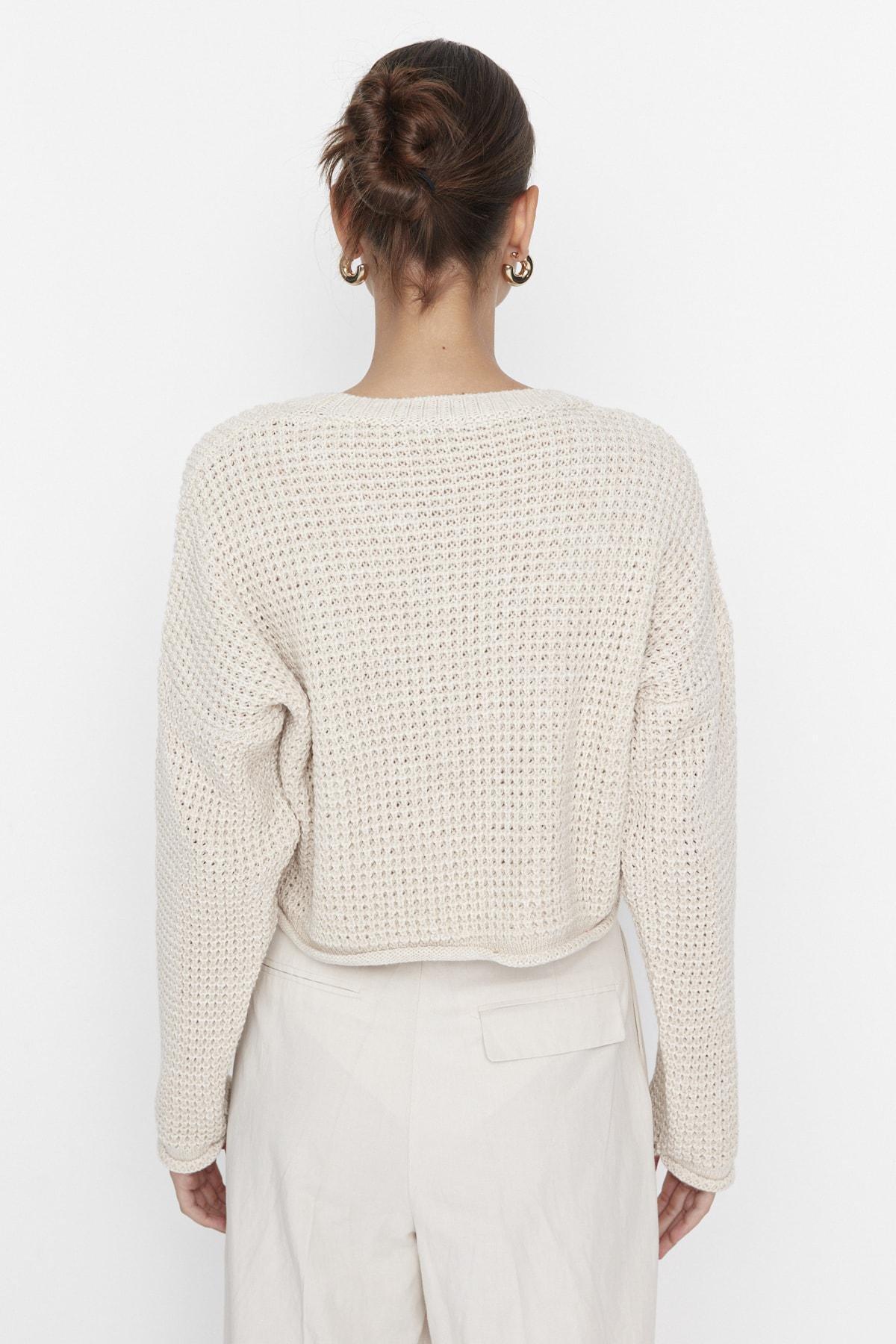 Beige Crew Neck Sweater, , large image number 4