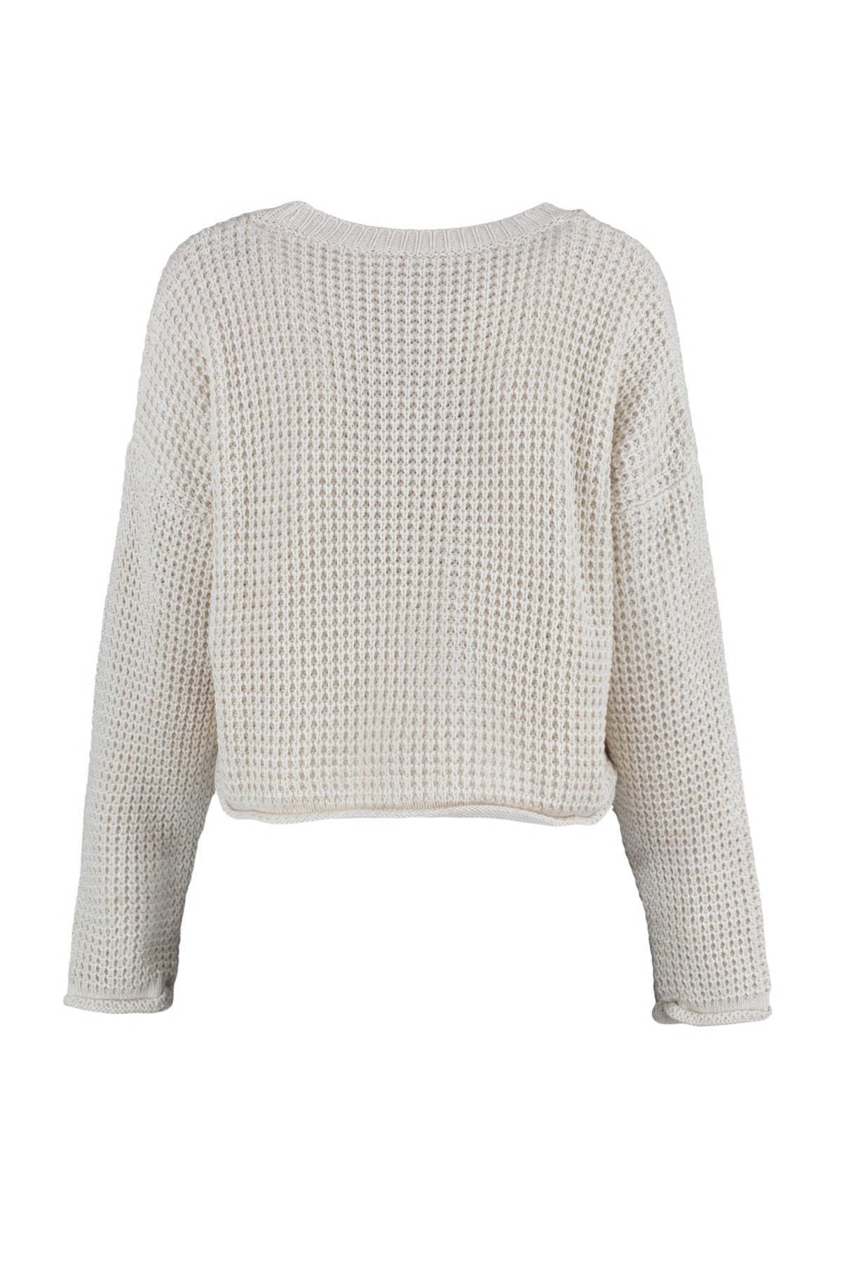 Beige Crew Neck Sweater, , large image number 7