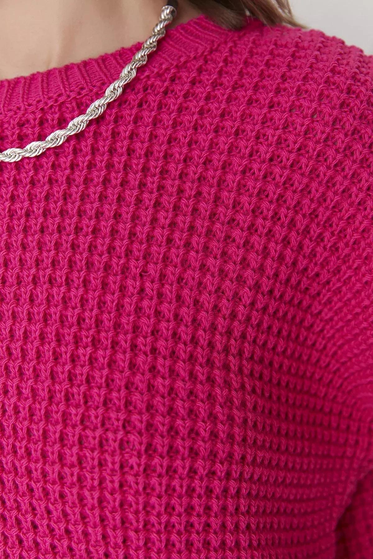 Pink Crew Neck Oversize Sweater, Pink, large image number 4