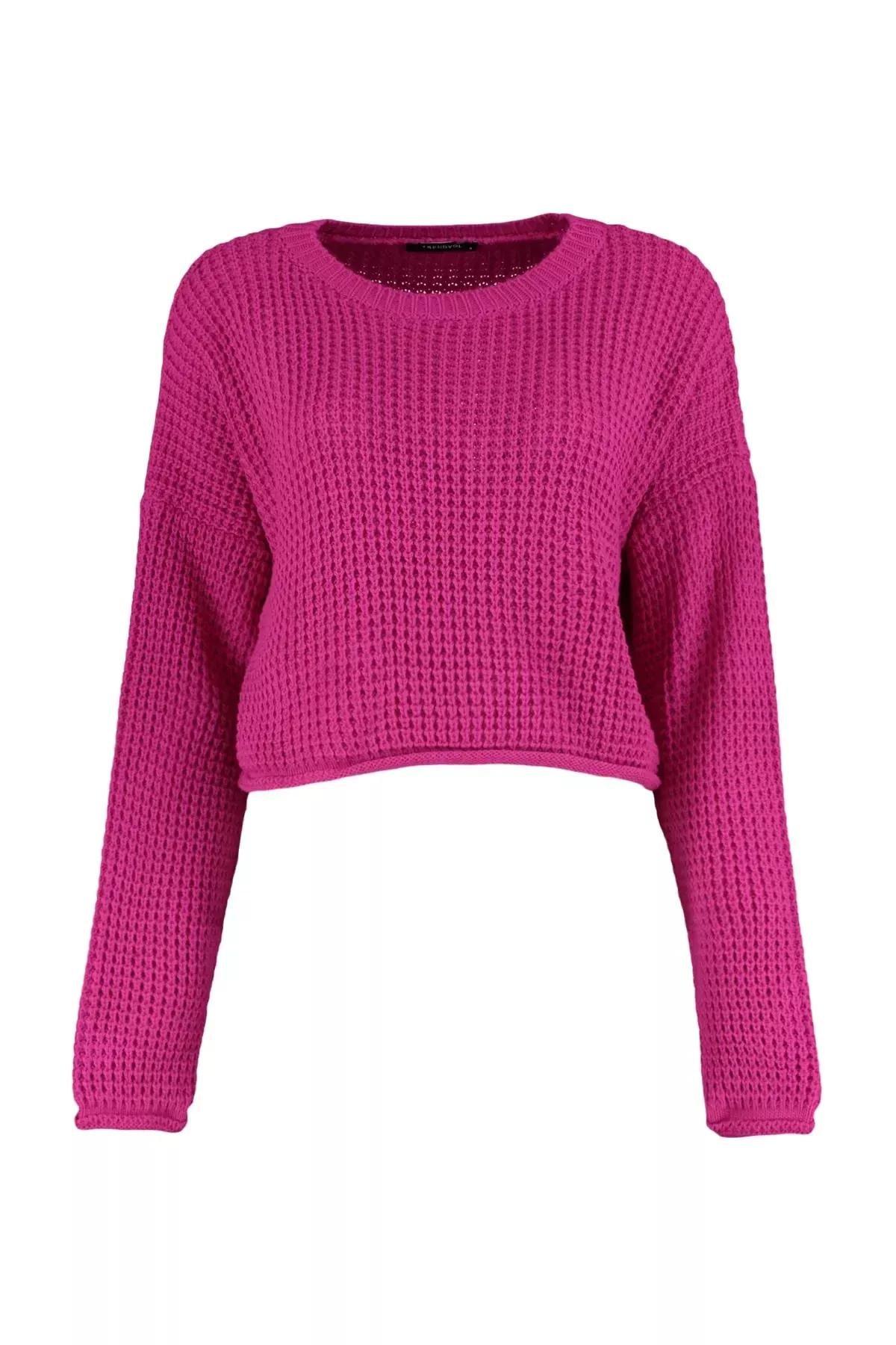 Pink Crew Neck Oversize Sweater, Pink, large image number 5
