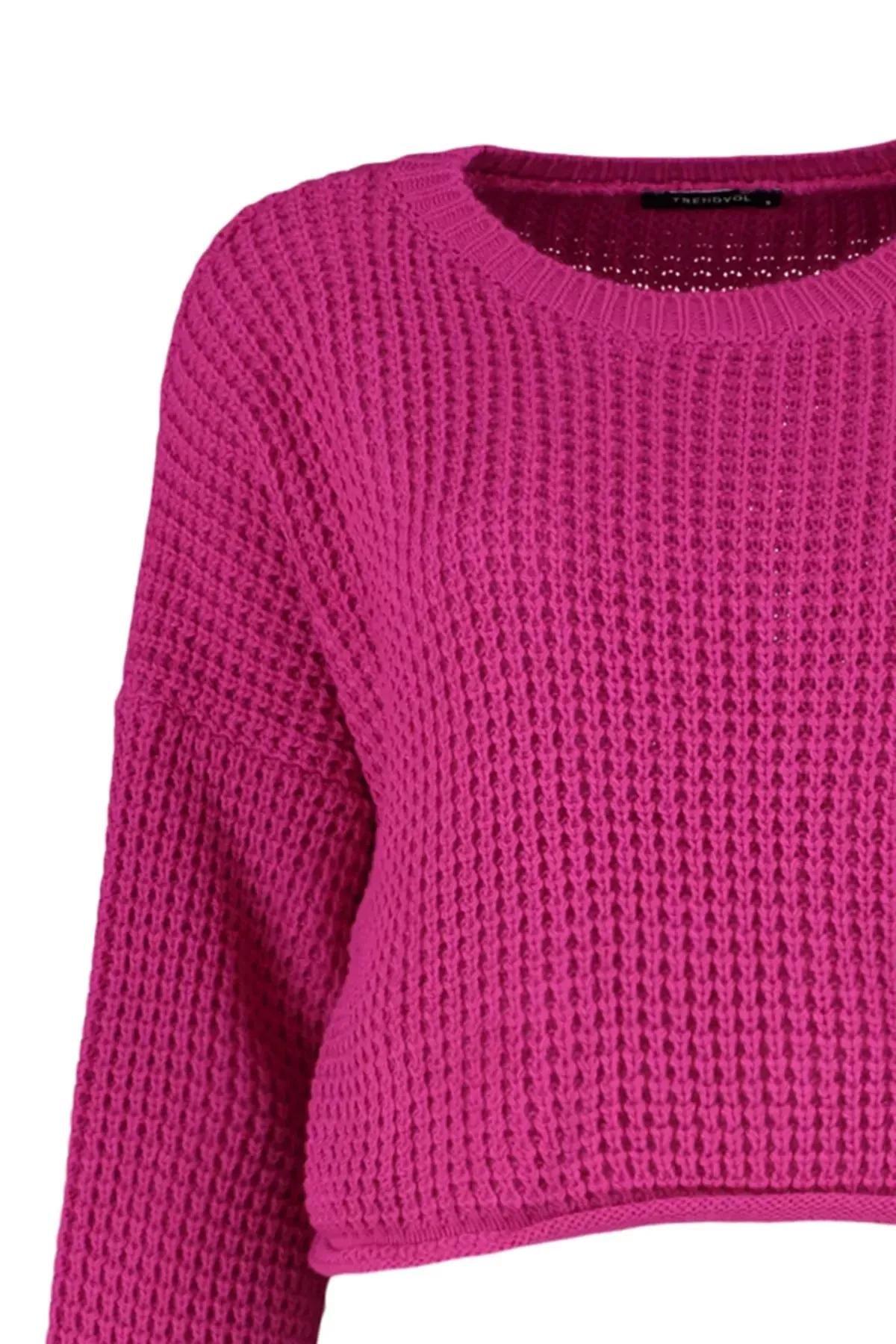 Pink Crew Neck Oversize Sweater, Pink, large image number 6
