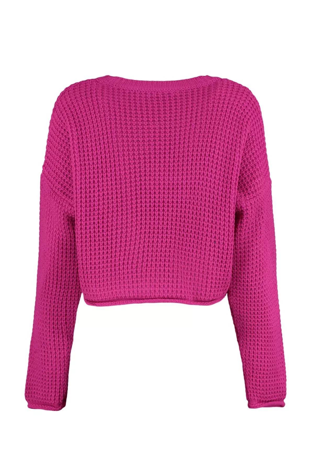 Pink Crew Neck Oversize Sweater, Pink, large image number 7