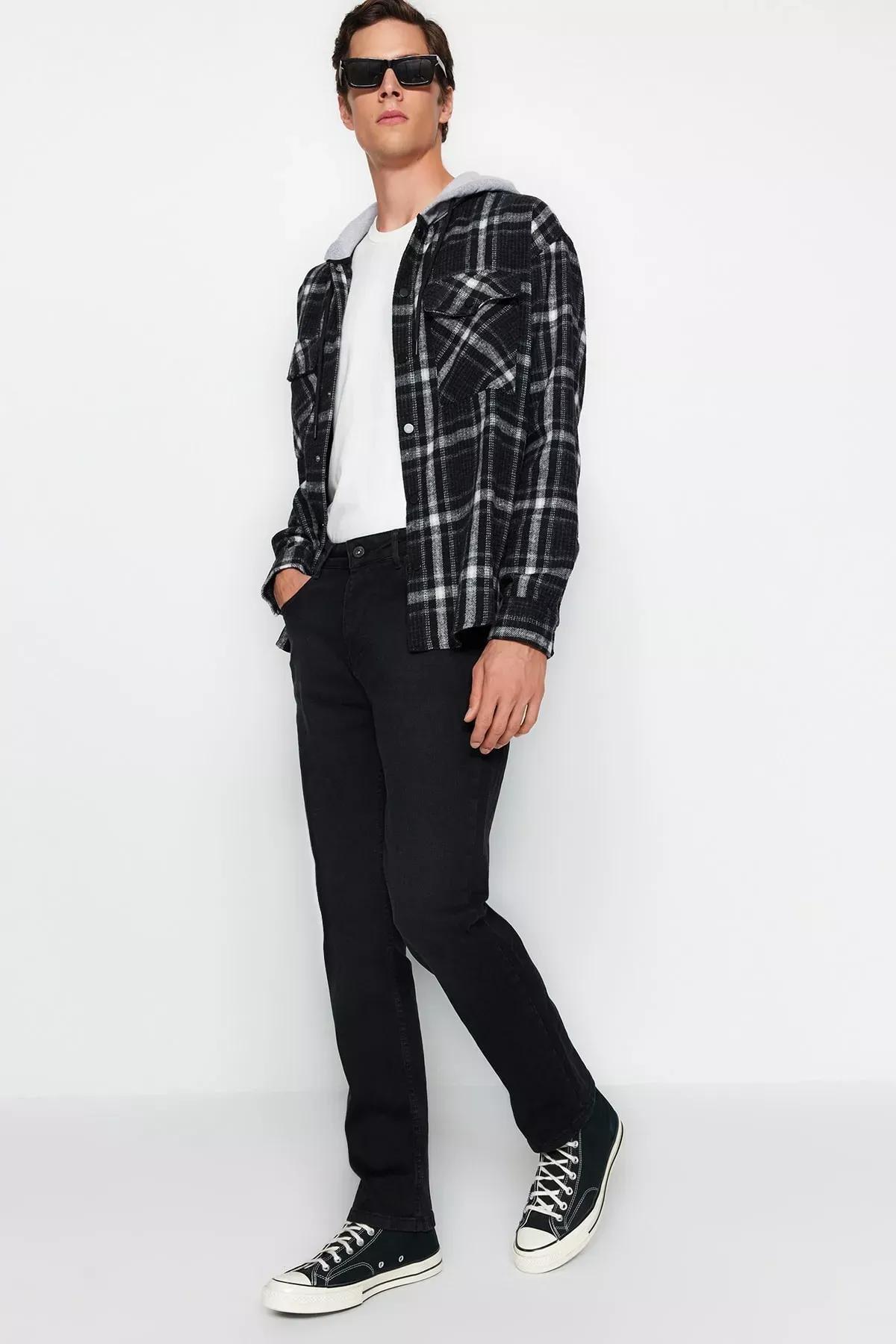 Black Straight Jeans, , medium