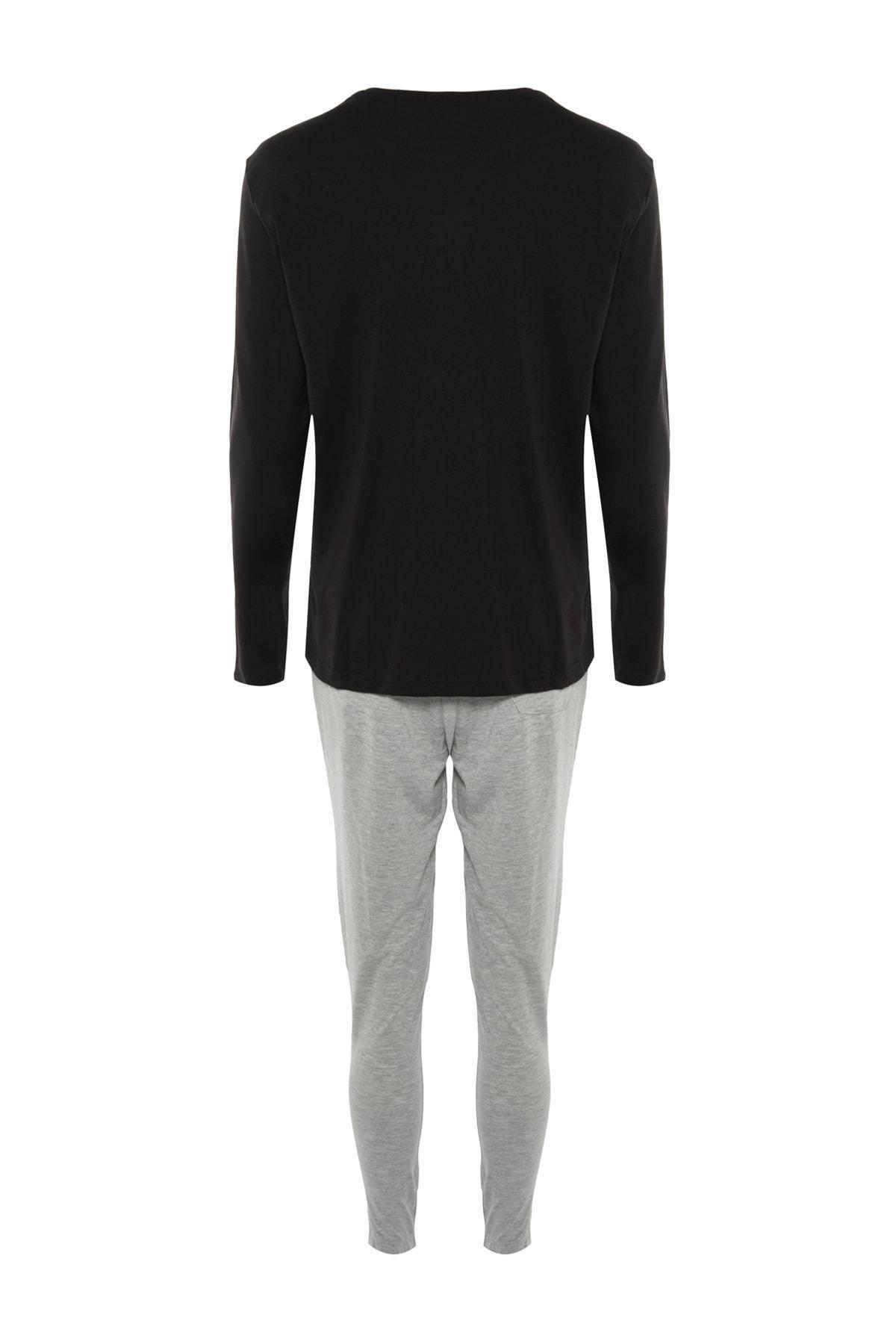 Trendyol - Black Printed Pyjama Co-Ord Set