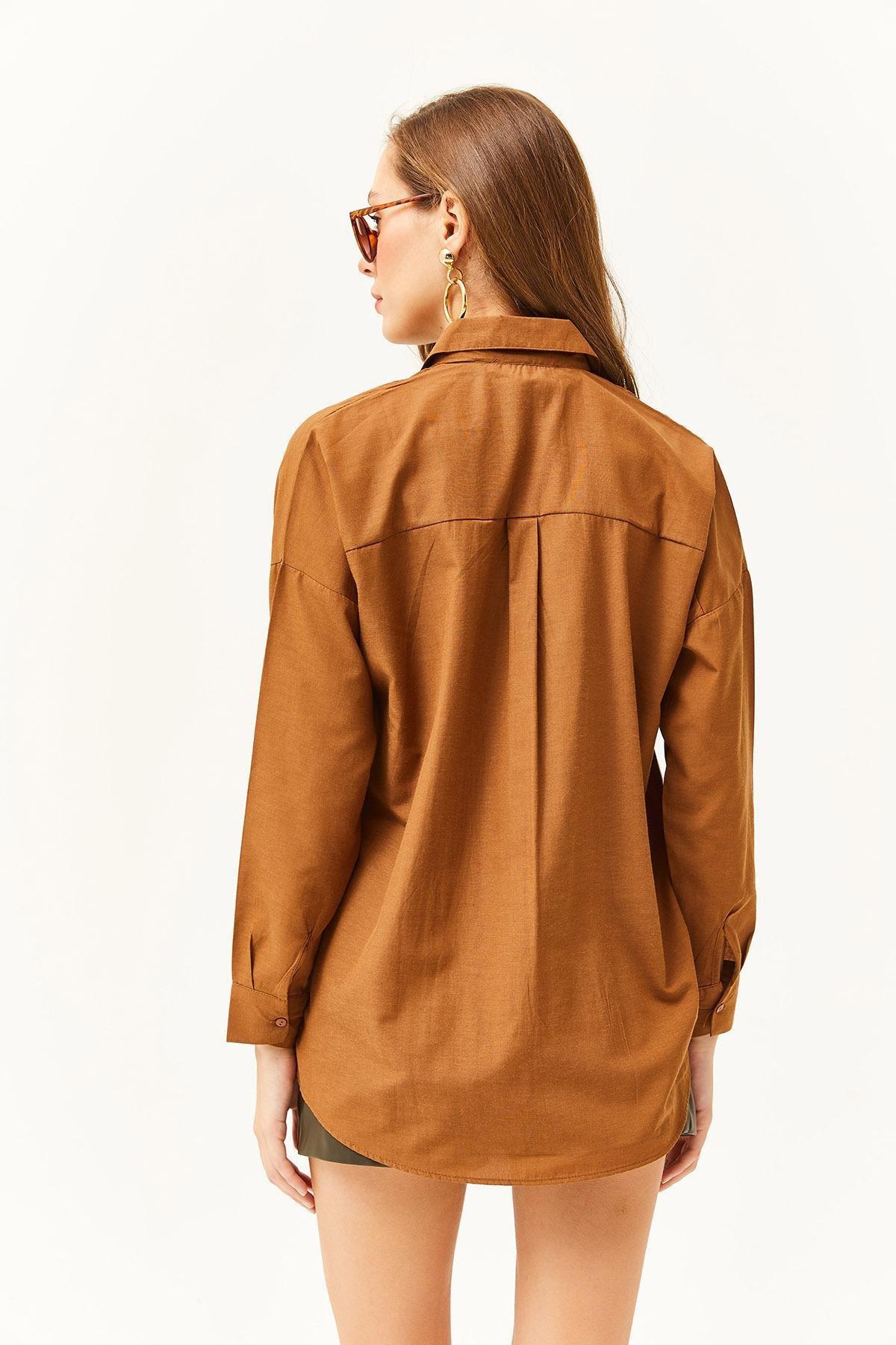 Brown Embroidered Button Down Shirt, , large image number 4