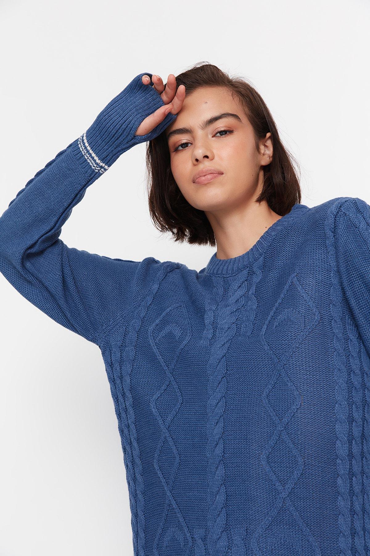 Blue Pullover Mini Dress, , large image number 1