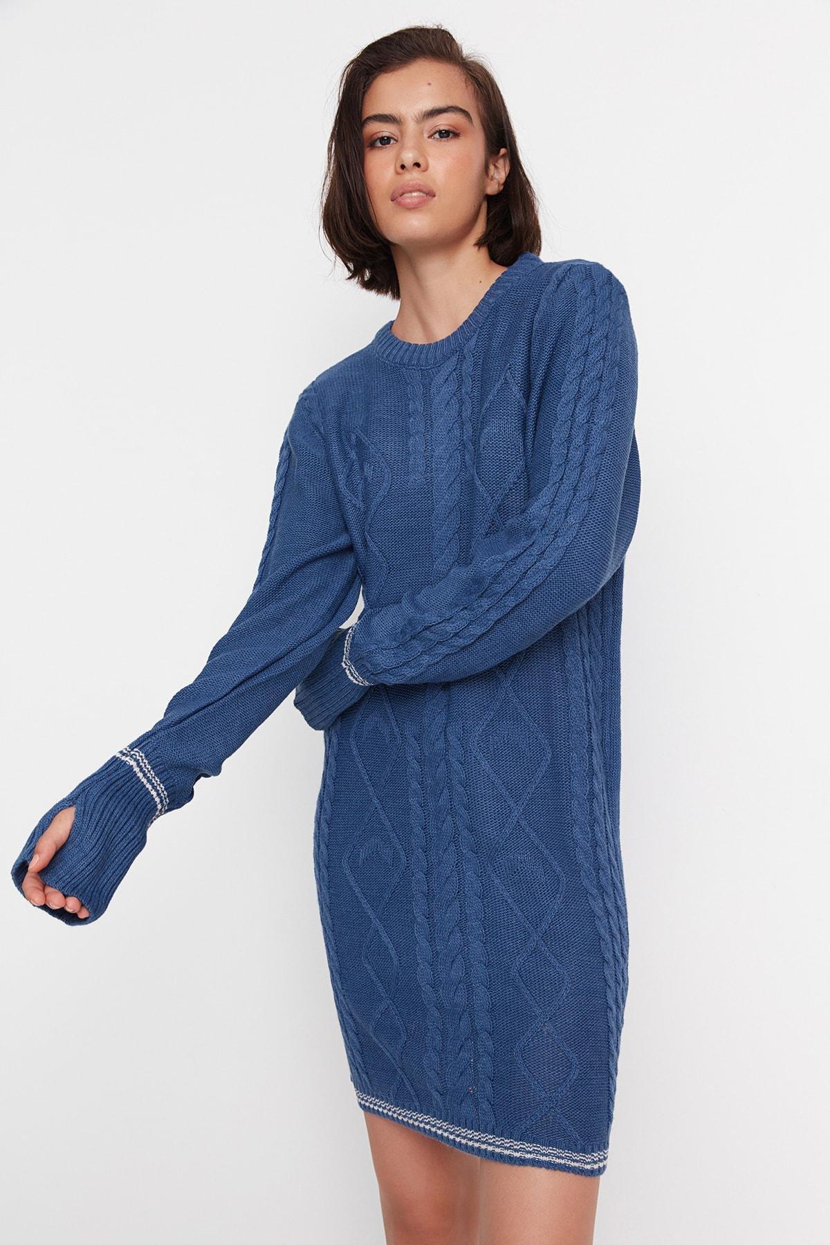 Blue Pullover Mini Dress, , large image number 2