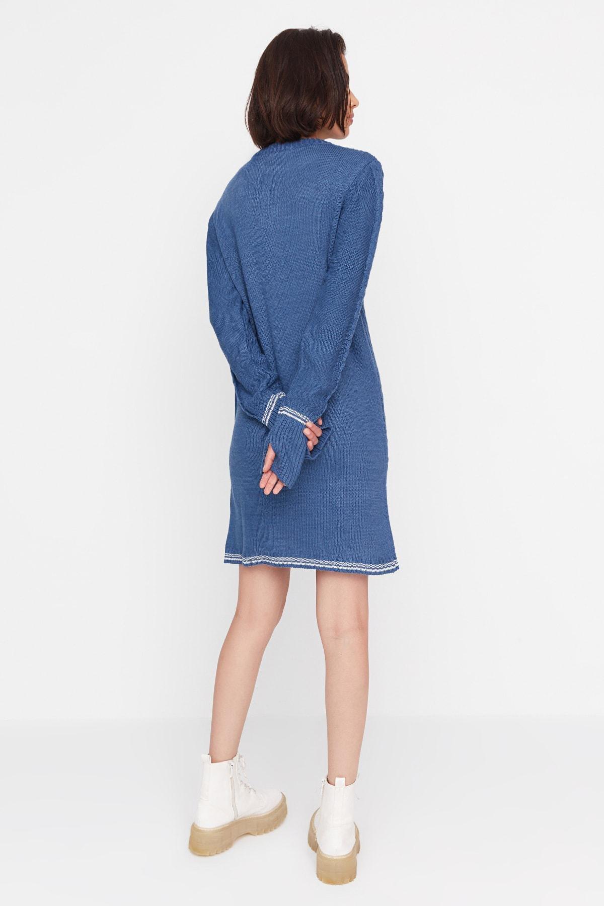 Blue Pullover Mini Dress, , large image number 4