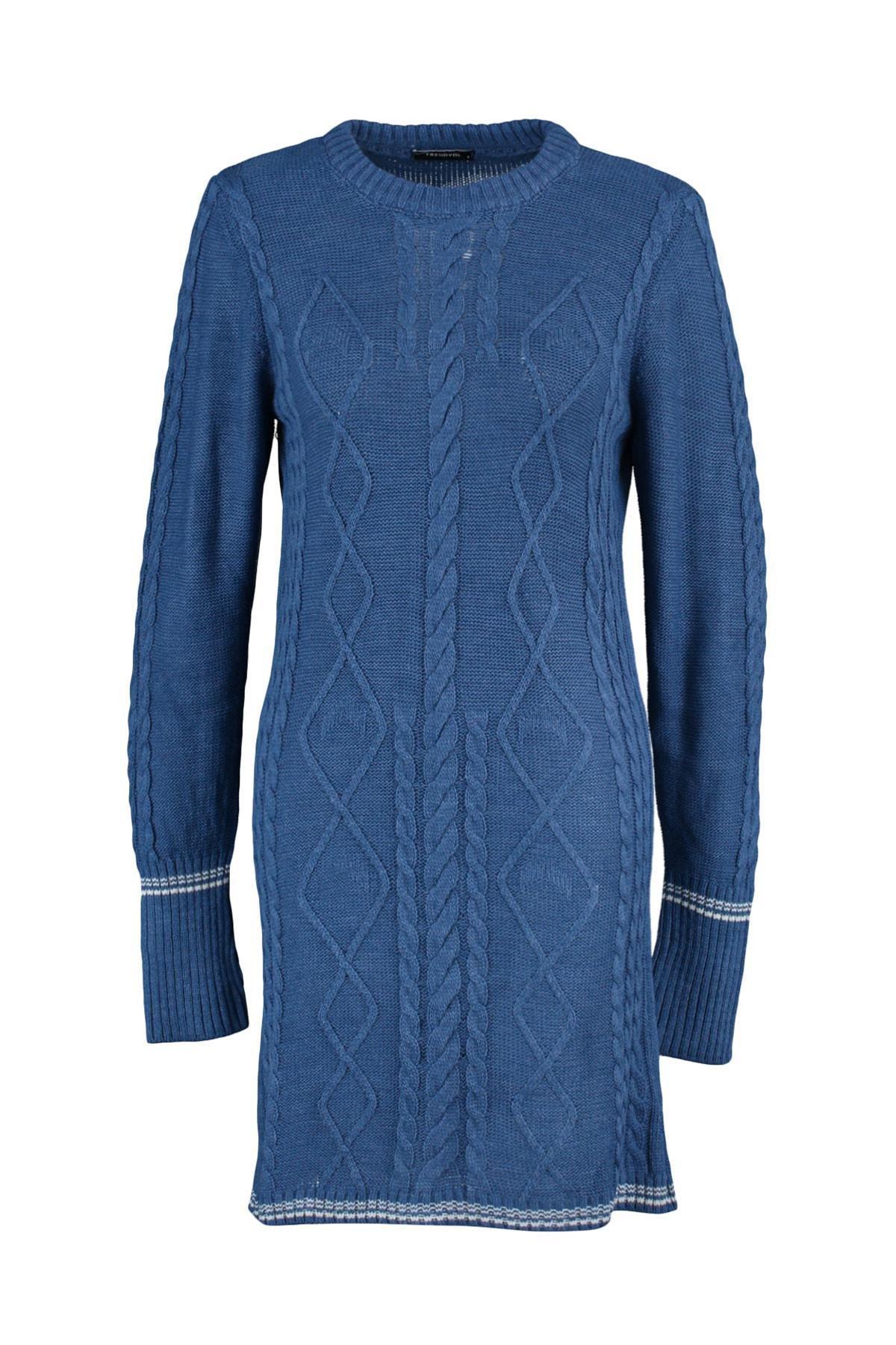 Blue Pullover Mini Dress, , large image number 5