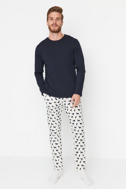Trendyol - Navy Printed Pajama Set
