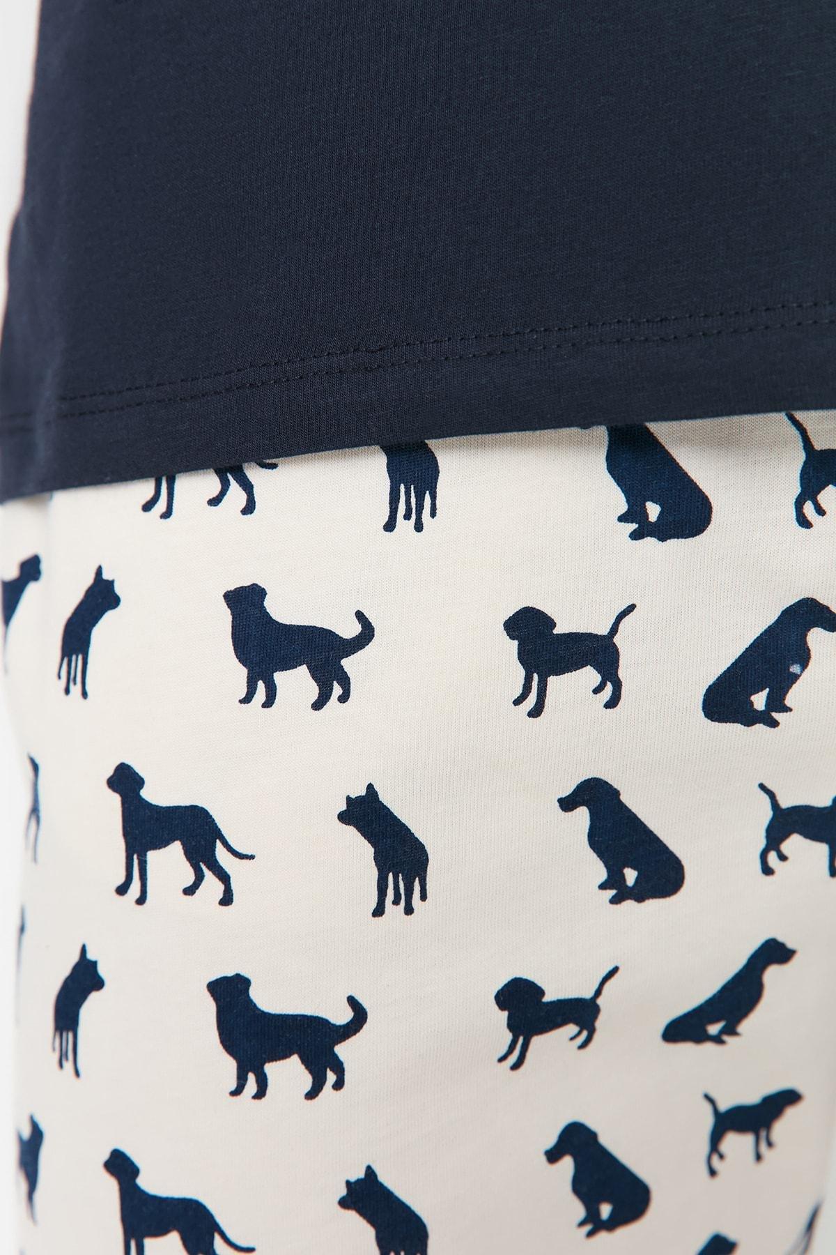 Navy Printed Pajama Set, , large image number 1