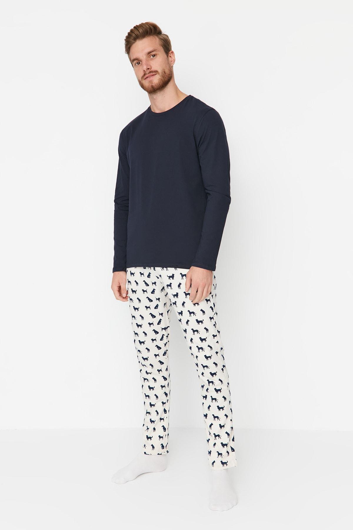 Trendyol - Navy Printed Pajama Set