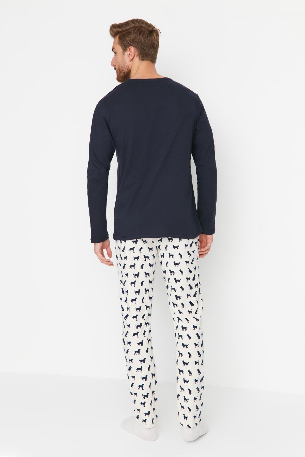 Navy Printed Pajama Set, , large image number 4