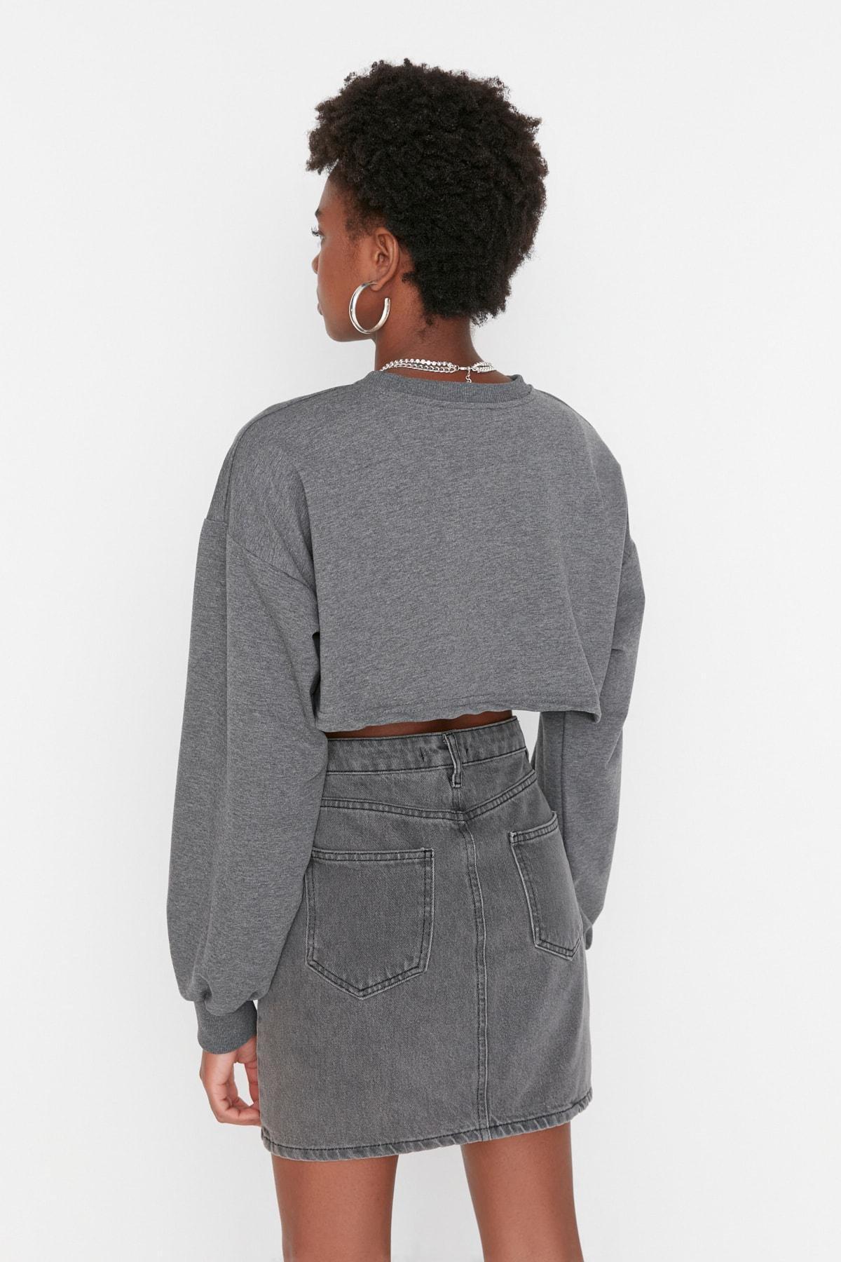 Gray Asymmetric Sweatshirt, , large image number 5