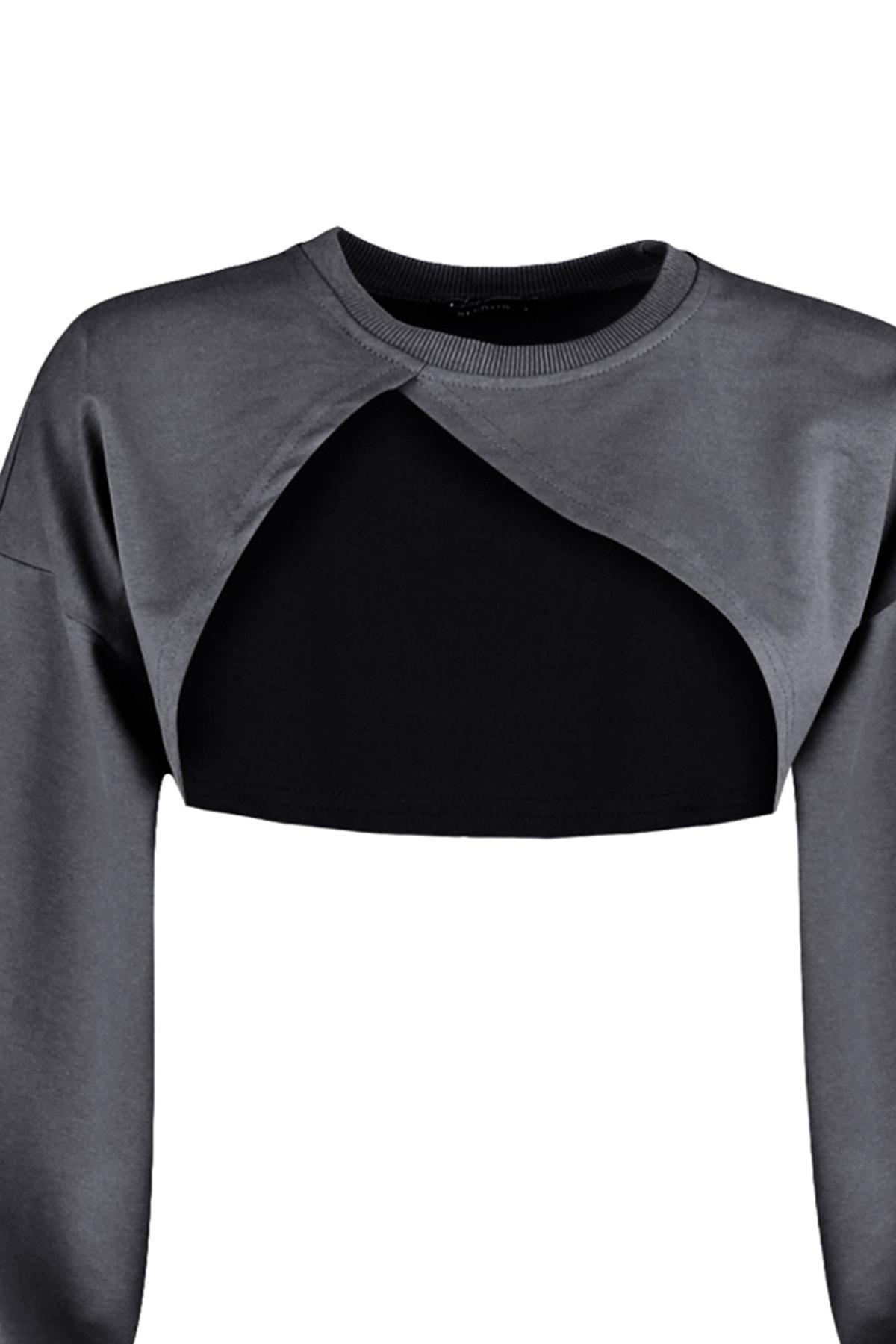 Gray Asymmetric Sweatshirt, , large image number 7