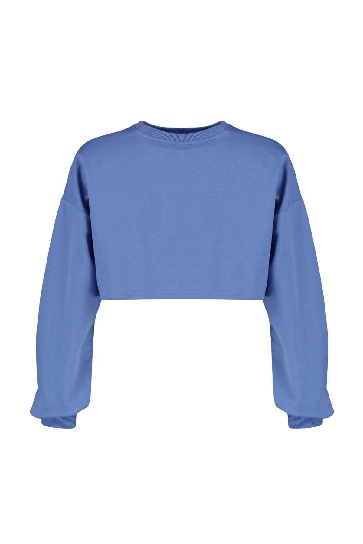 Blue Asymmetric Sweatshirt<br>, , large image number 7