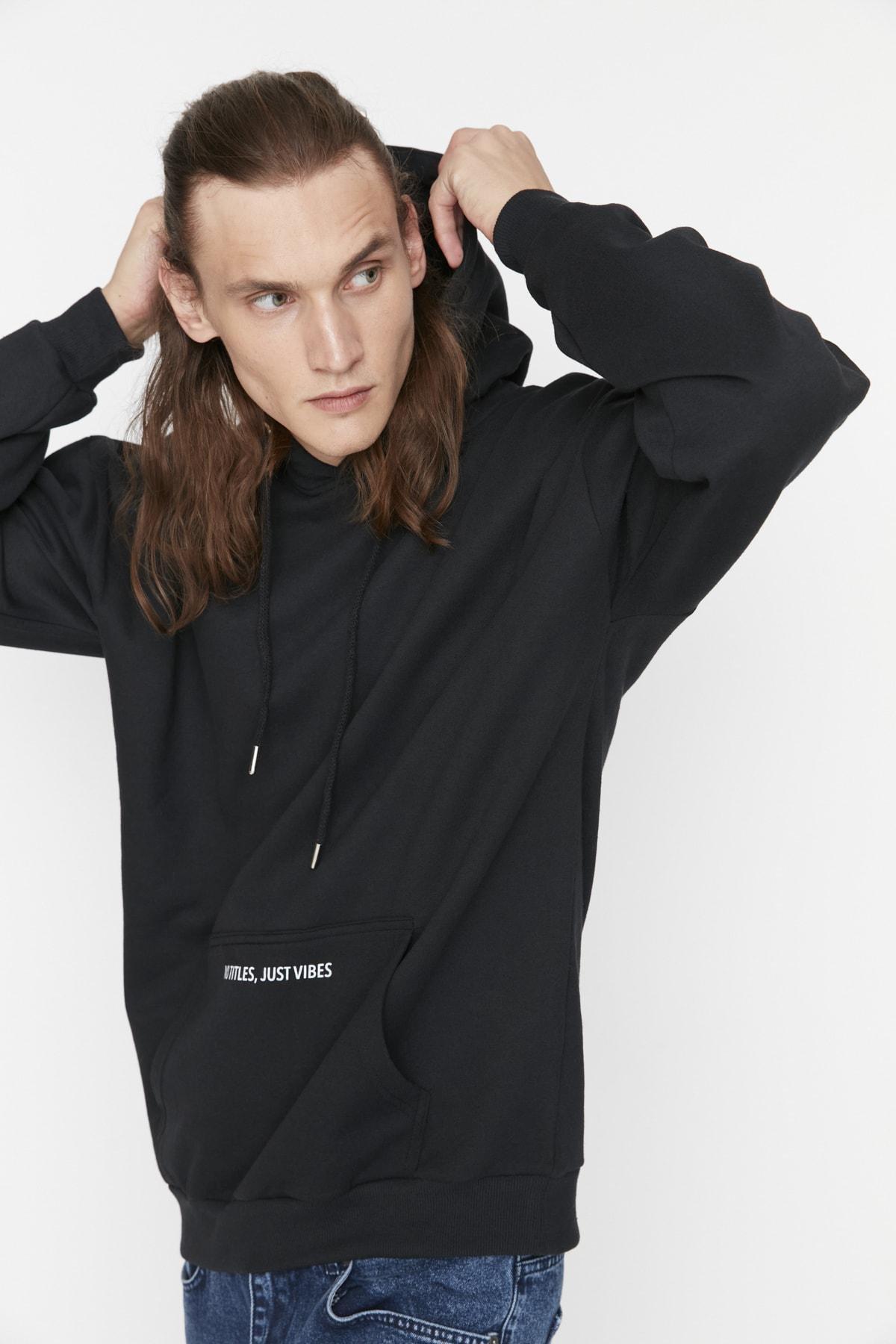 Black Oversize Hoodies, , large image number 4
