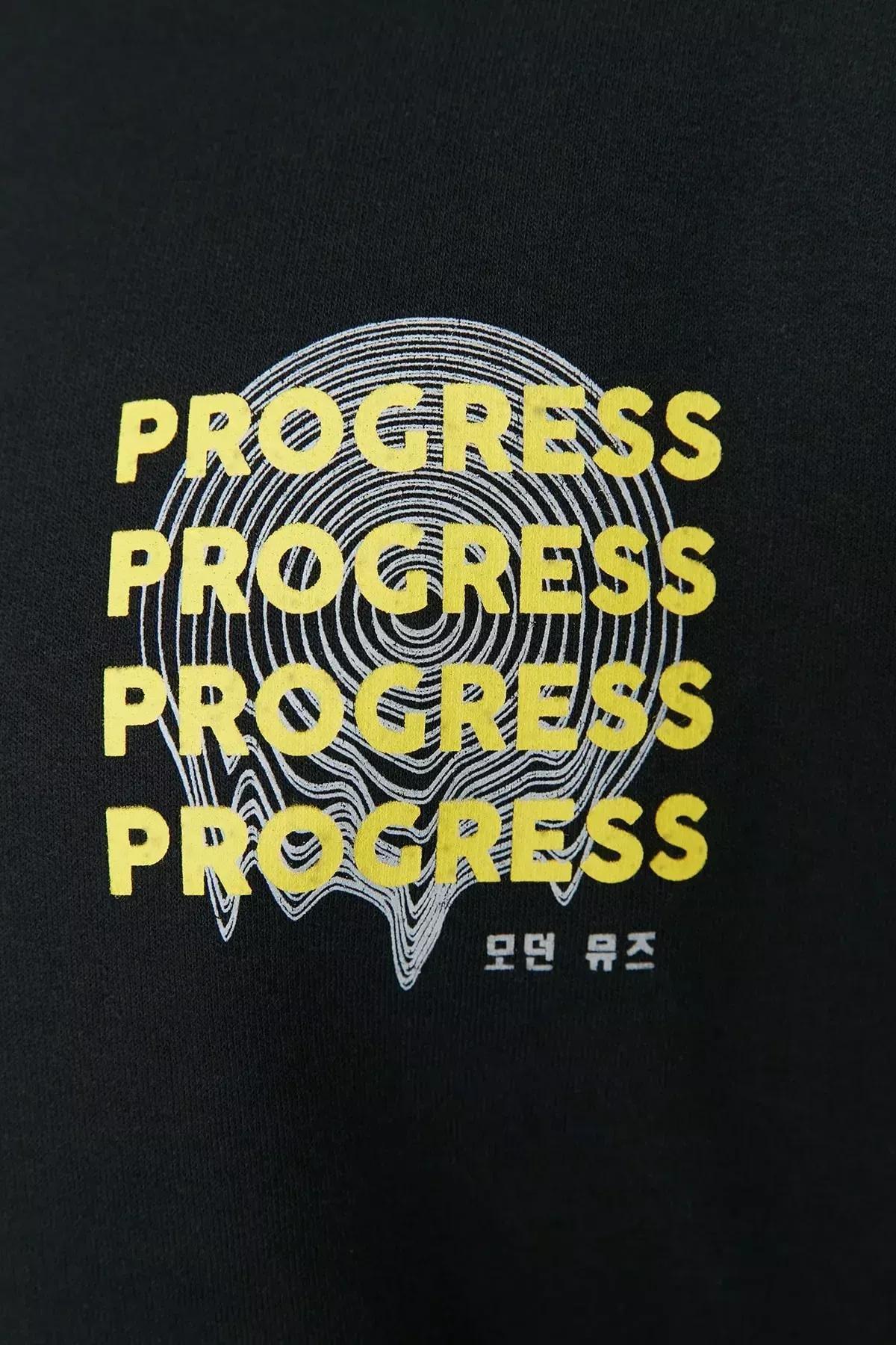 Black Printed Oversize Sweatshirt, Black, large image number 3