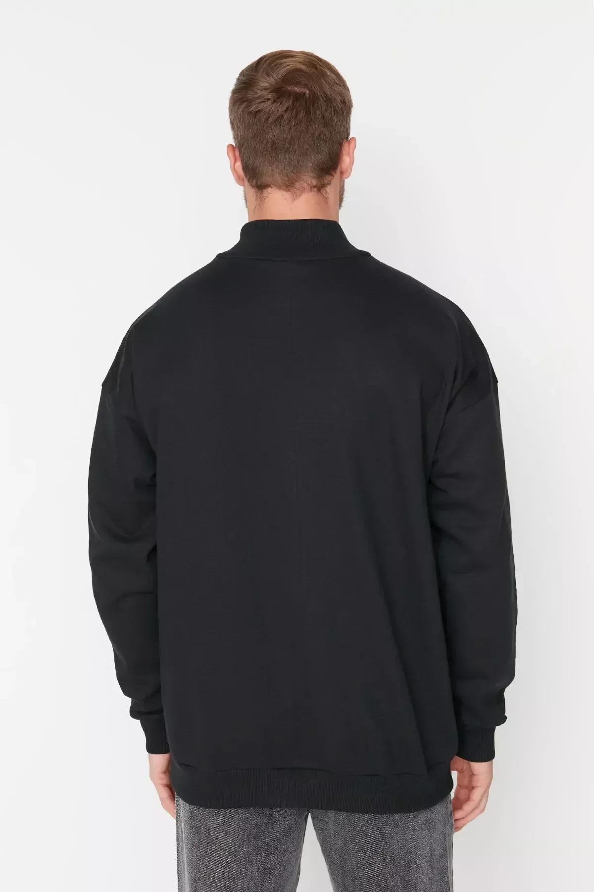 Black Printed Oversize Sweatshirt, Black, large image number 4