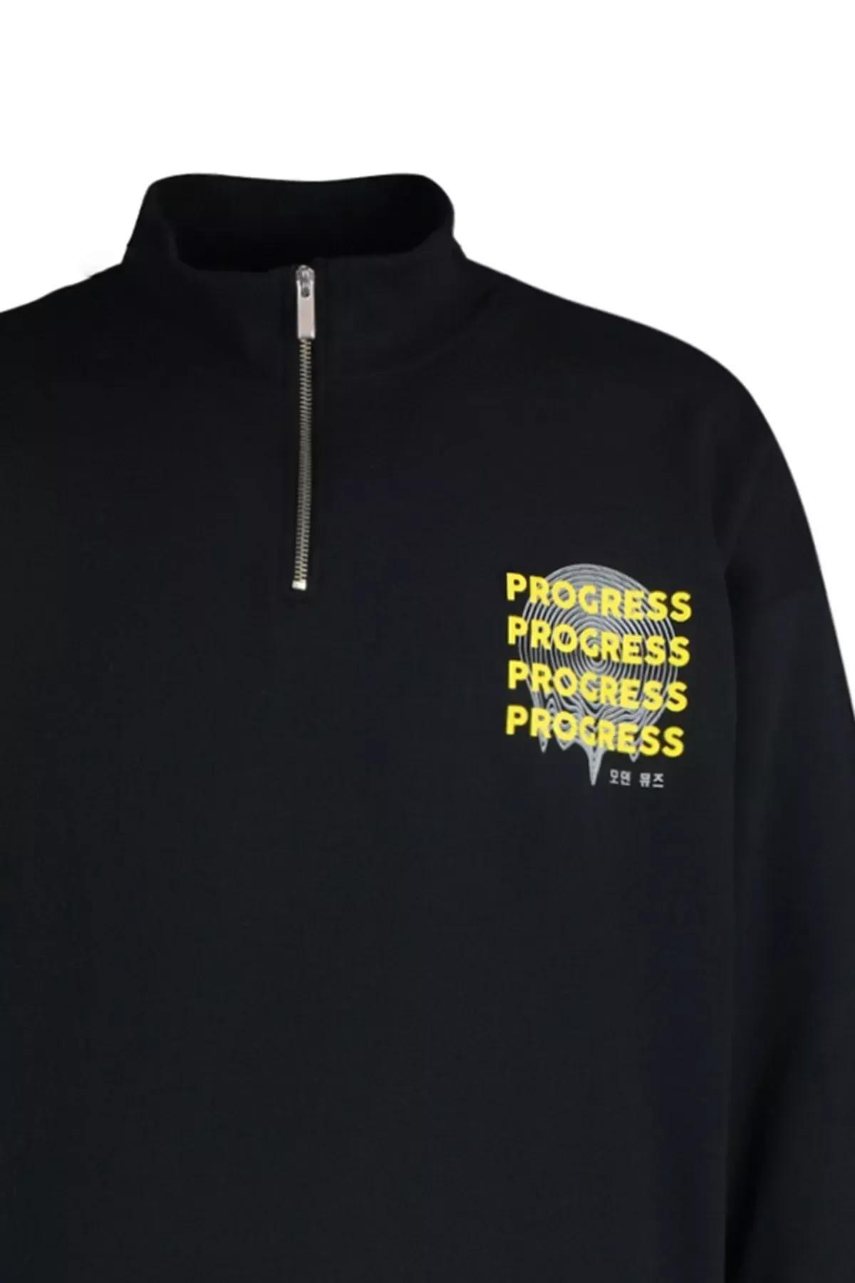 Black Printed Oversize Sweatshirt, Black, large image number 5