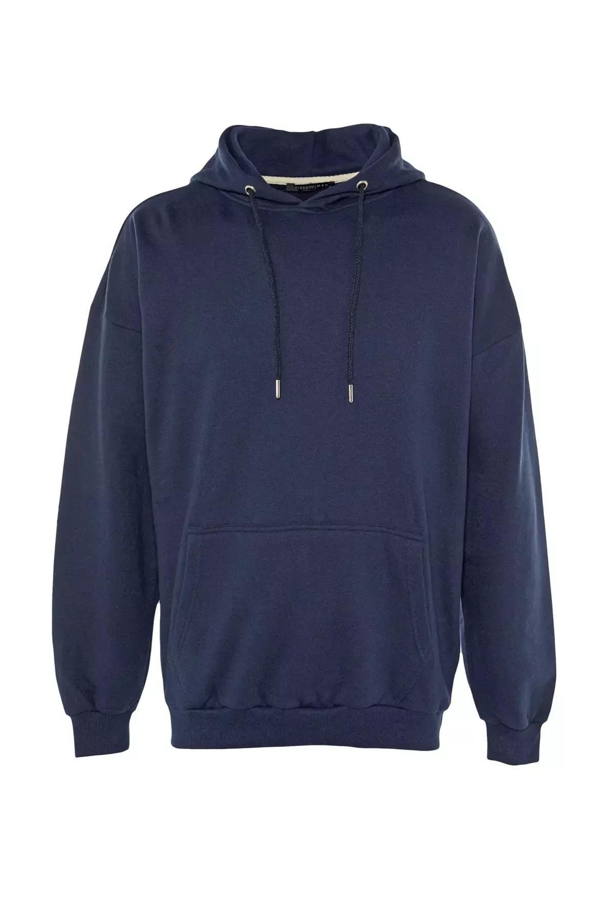 Navy Oversize Hooded Sweatshirt, , large image number 5