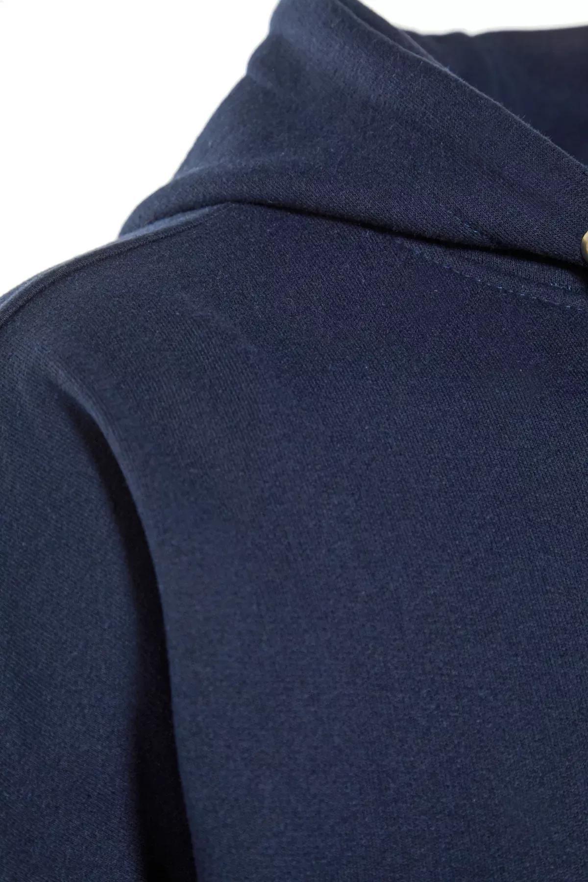 Navy Oversize Hooded Sweatshirt, , large image number 6