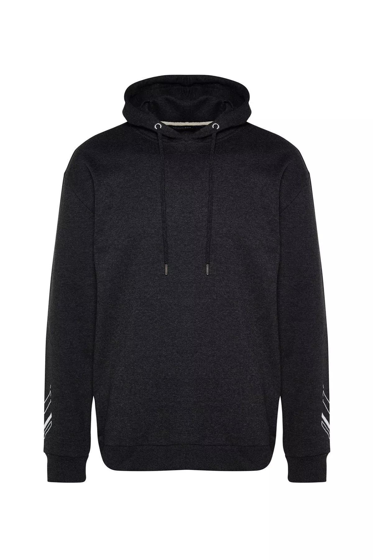 Grey Printed Fleece Sweatshirt, Anthracite, large image number 5