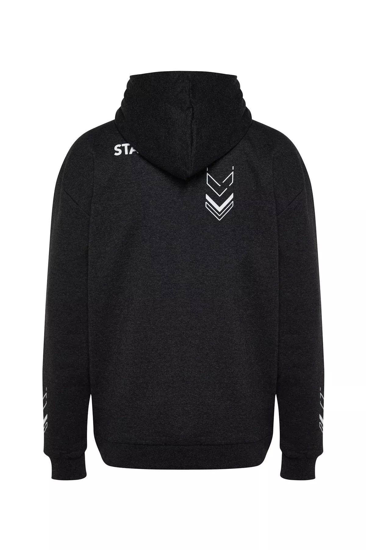 Grey Printed Fleece Sweatshirt, Anthracite, large image number 6