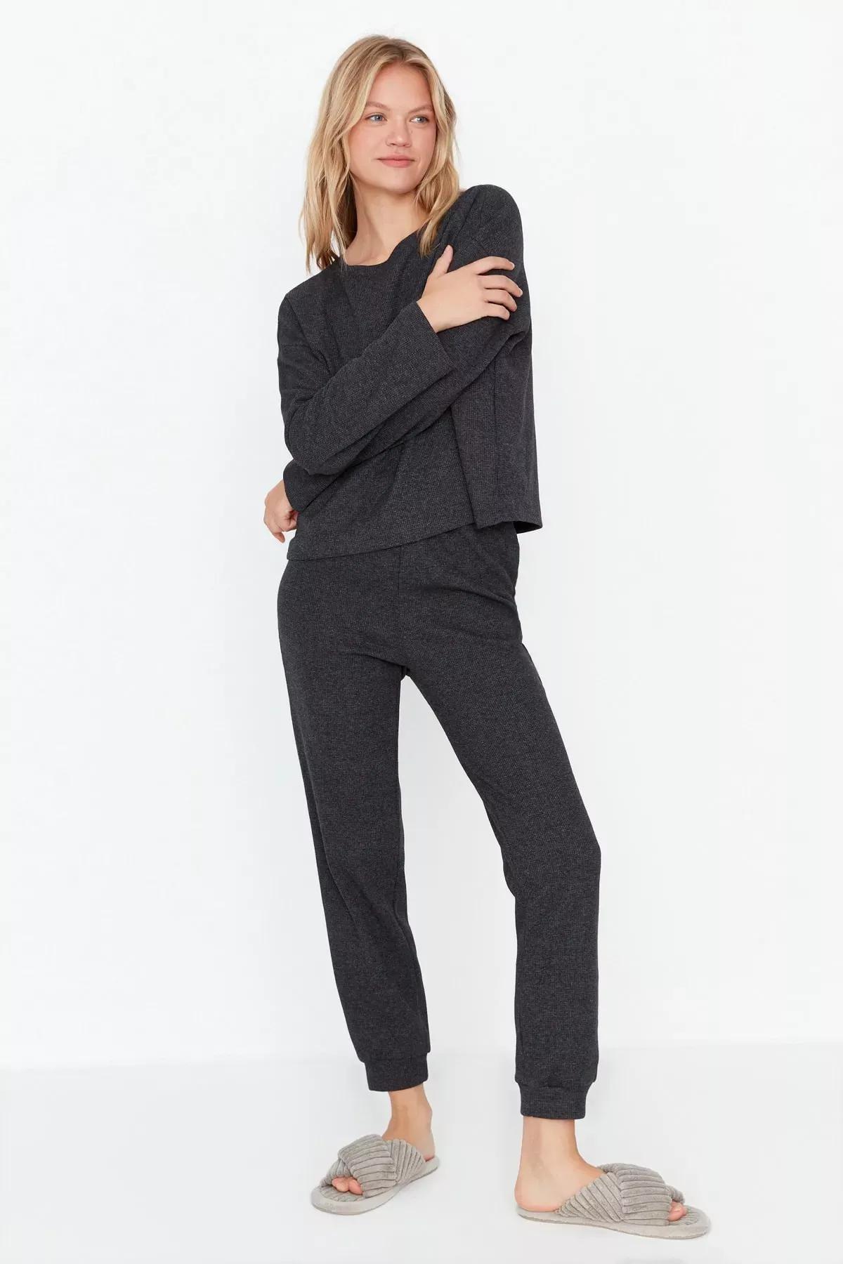 Gray Plain Pajama Set, Gray, large image number 1