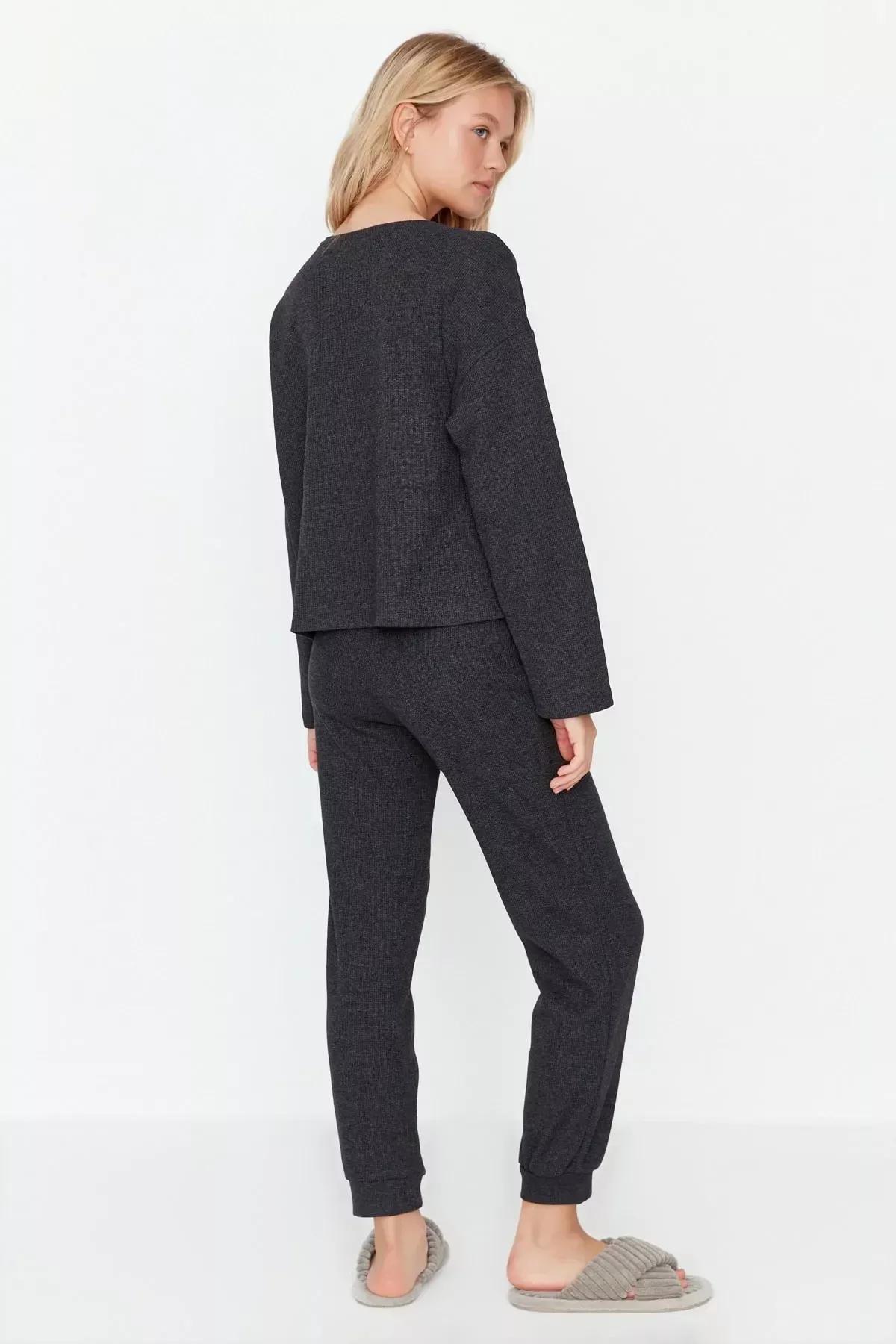 Gray Plain Pajama Set, Gray, large image number 4