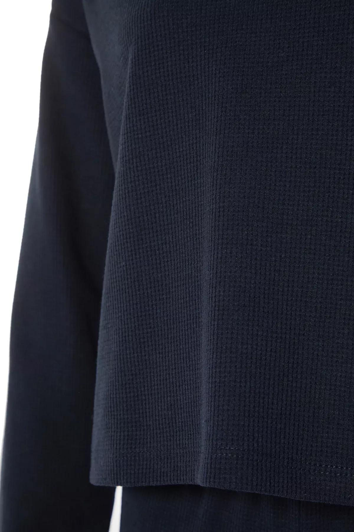 Blue Plain Pajama Set, Dark blue, large image number 5