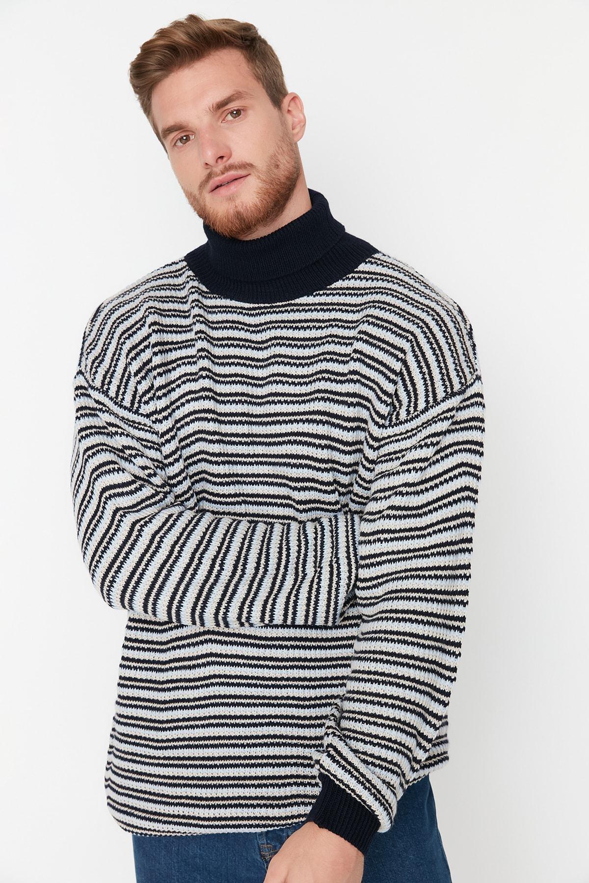 Trendyol - Navy Oversize Turtleneck Sweater