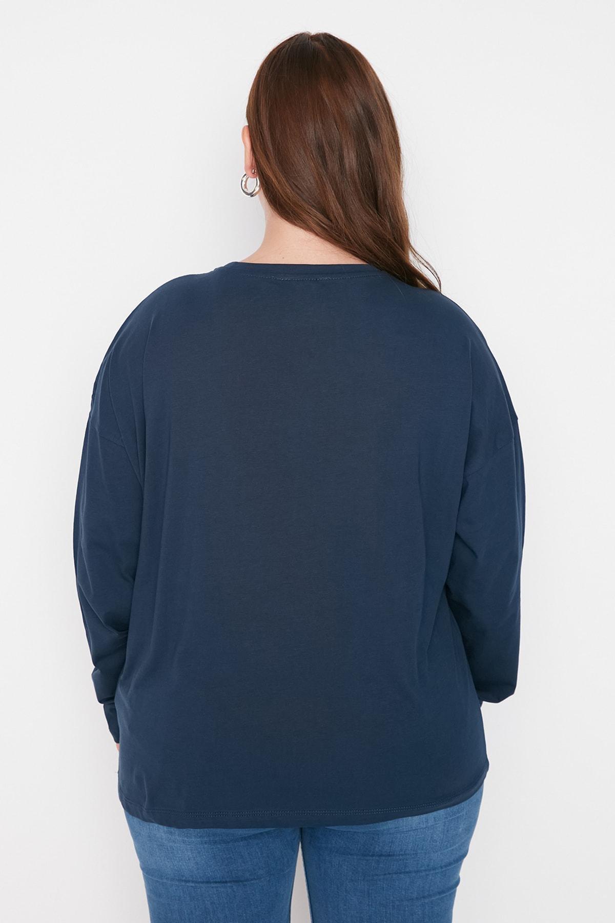 Blue Oversize Plus Size T-Shirt, , large image number 4