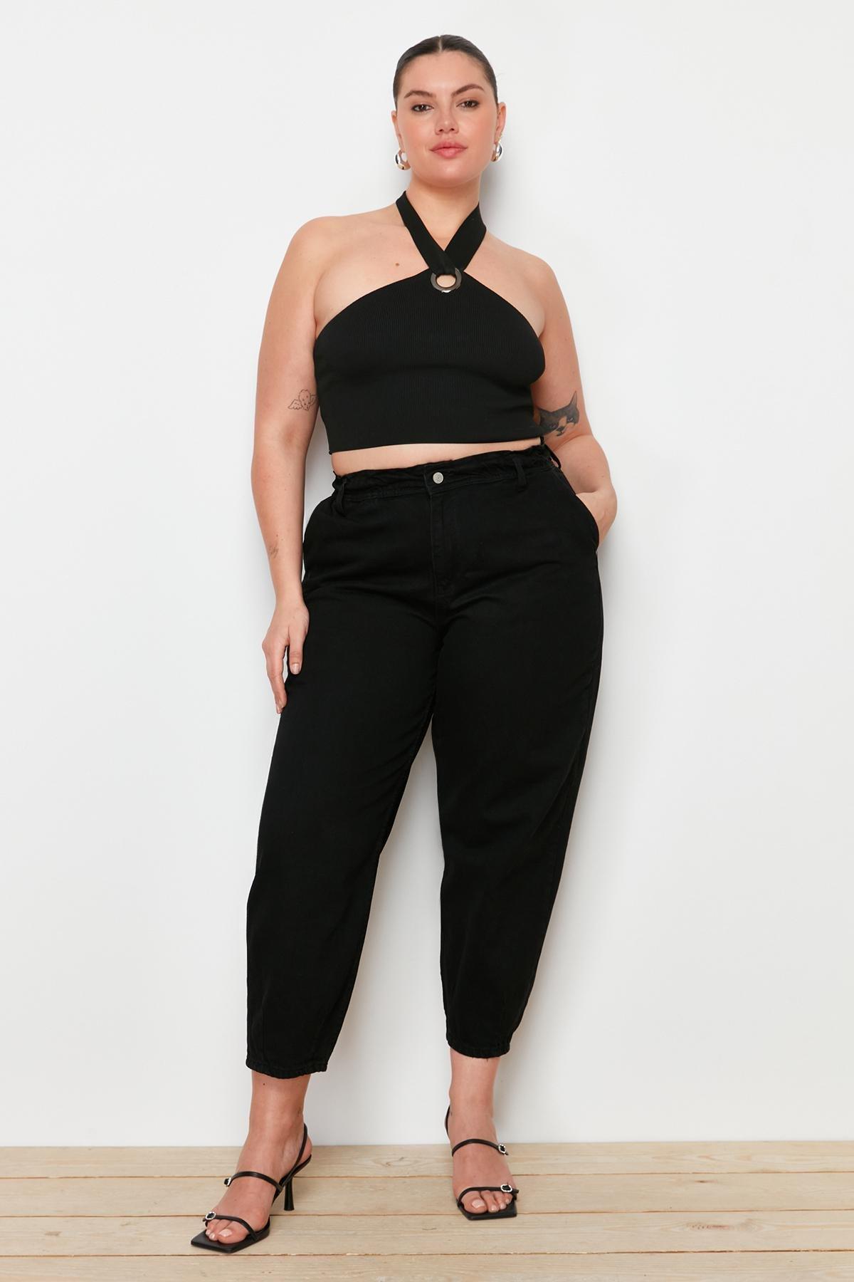 Black Mom Plus Size Jeans, , large image number 1