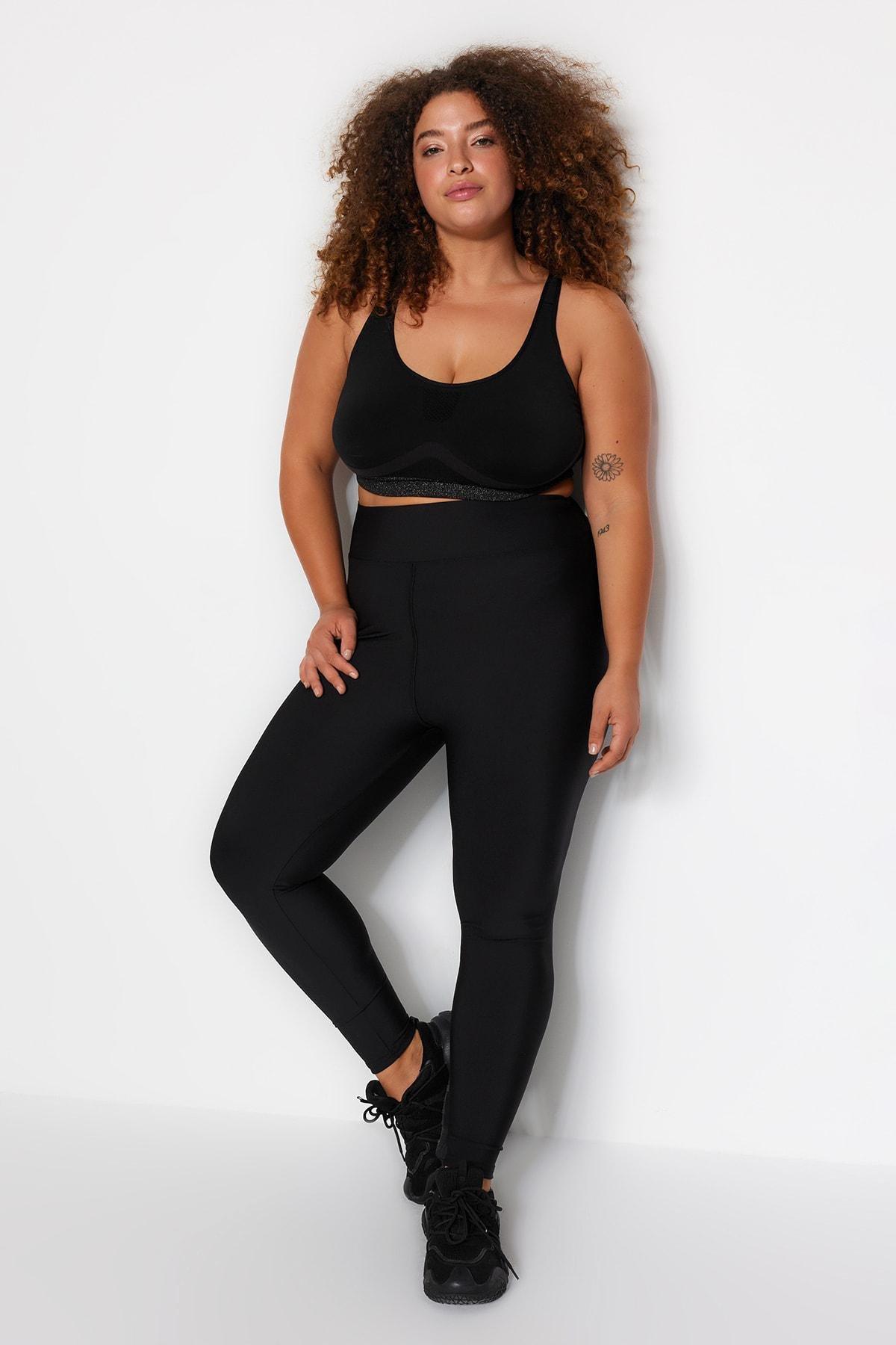 Black Plus Size Sports Leggings, , large image number 2