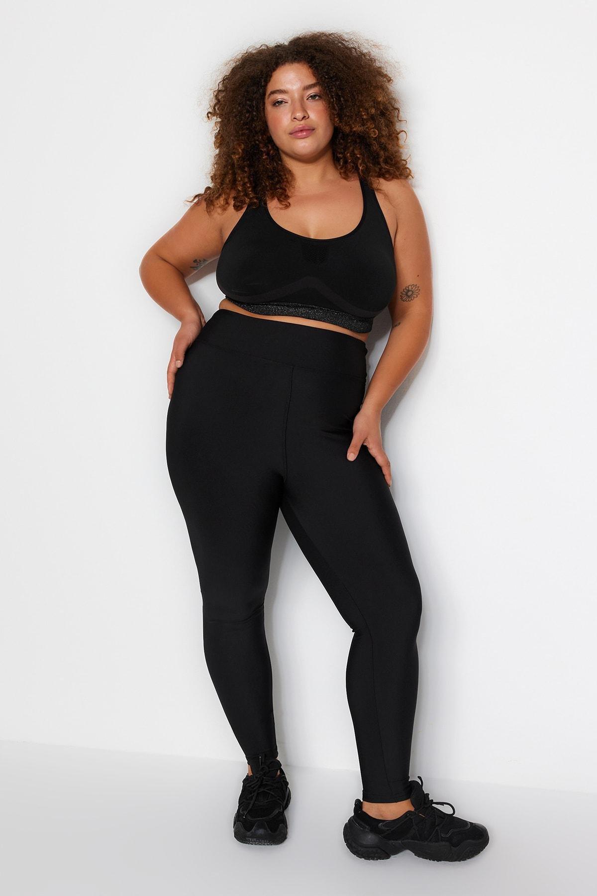 Black Plus Size Sports Leggings, , large image number 3