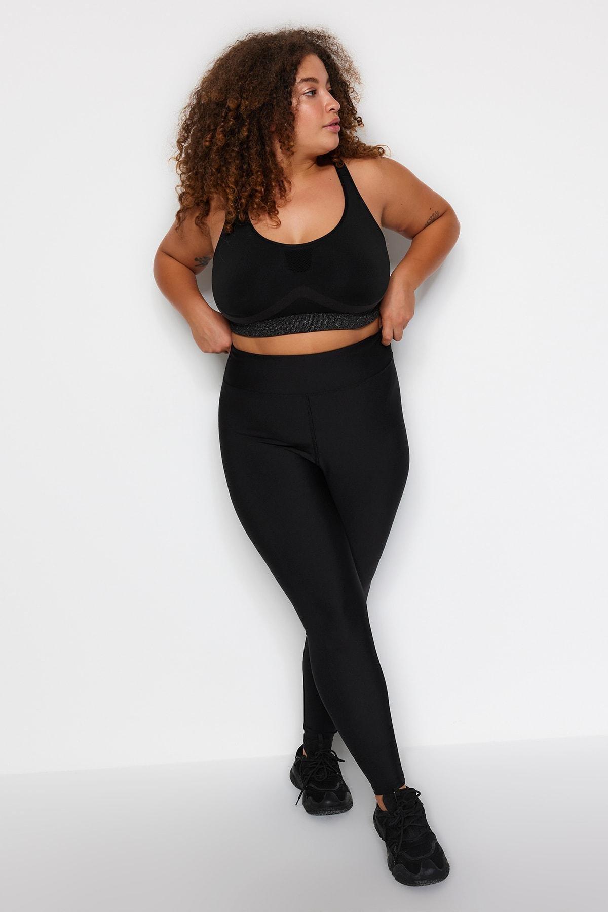Black Plus Size Sports Leggings, , large image number 4