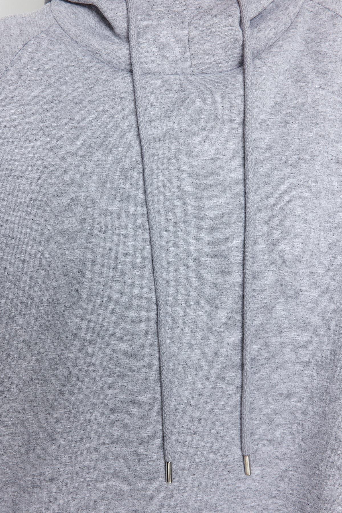 Gray Plain Hooded Sweatshirt, , large image number 5
