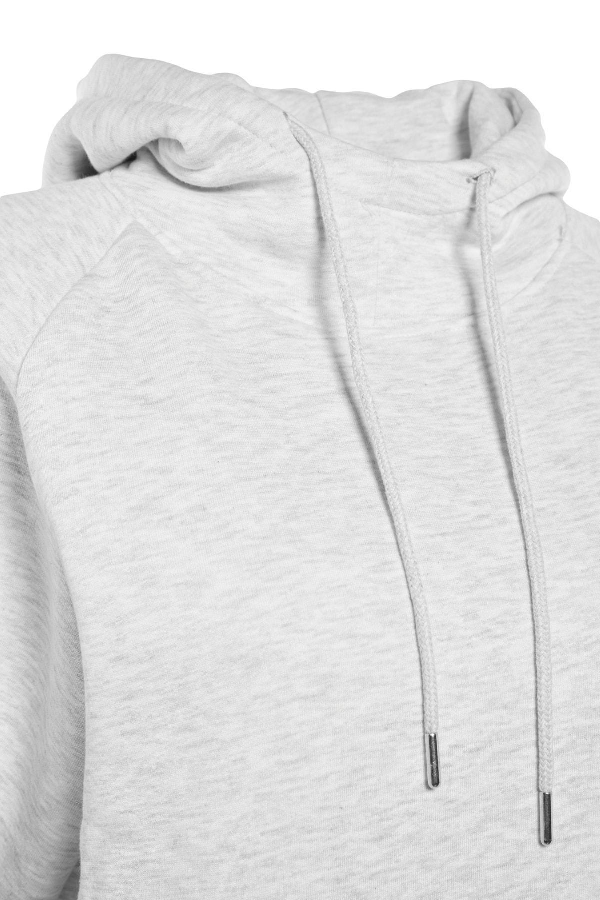 Gray Plain Hooded Sweatshirt, , large image number 7