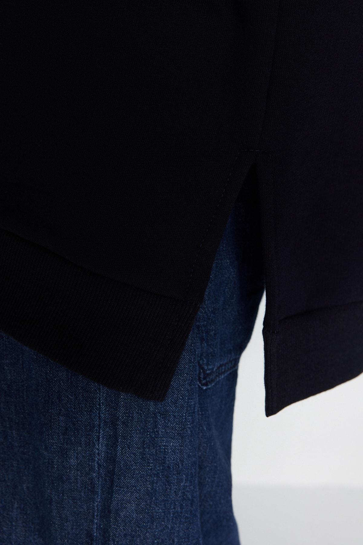 Navy Plain Hooded Sweatshirt, , large image number 5