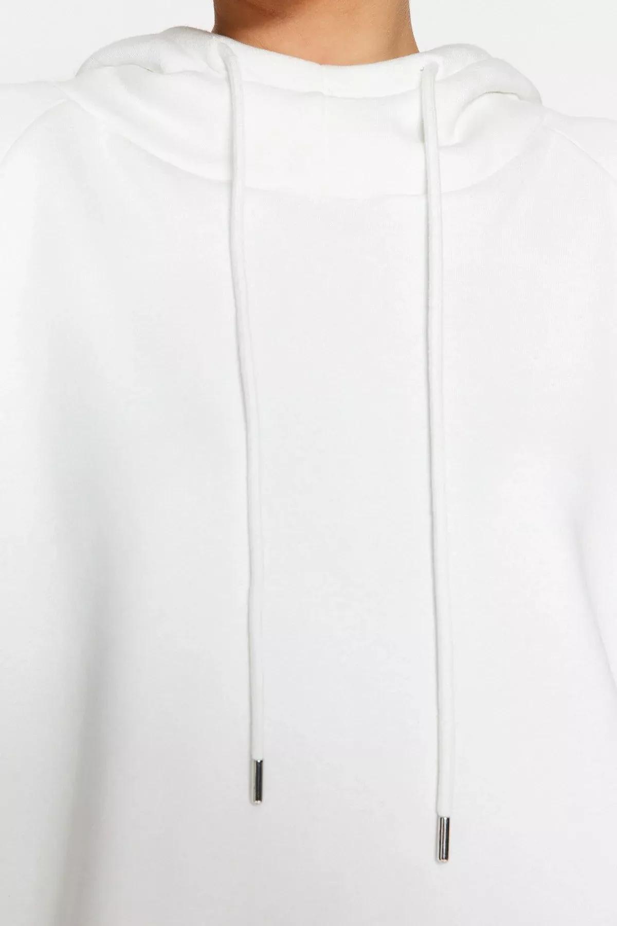 Ecru Hooded Oversize Sweatshirt, Ecru, large image number 4