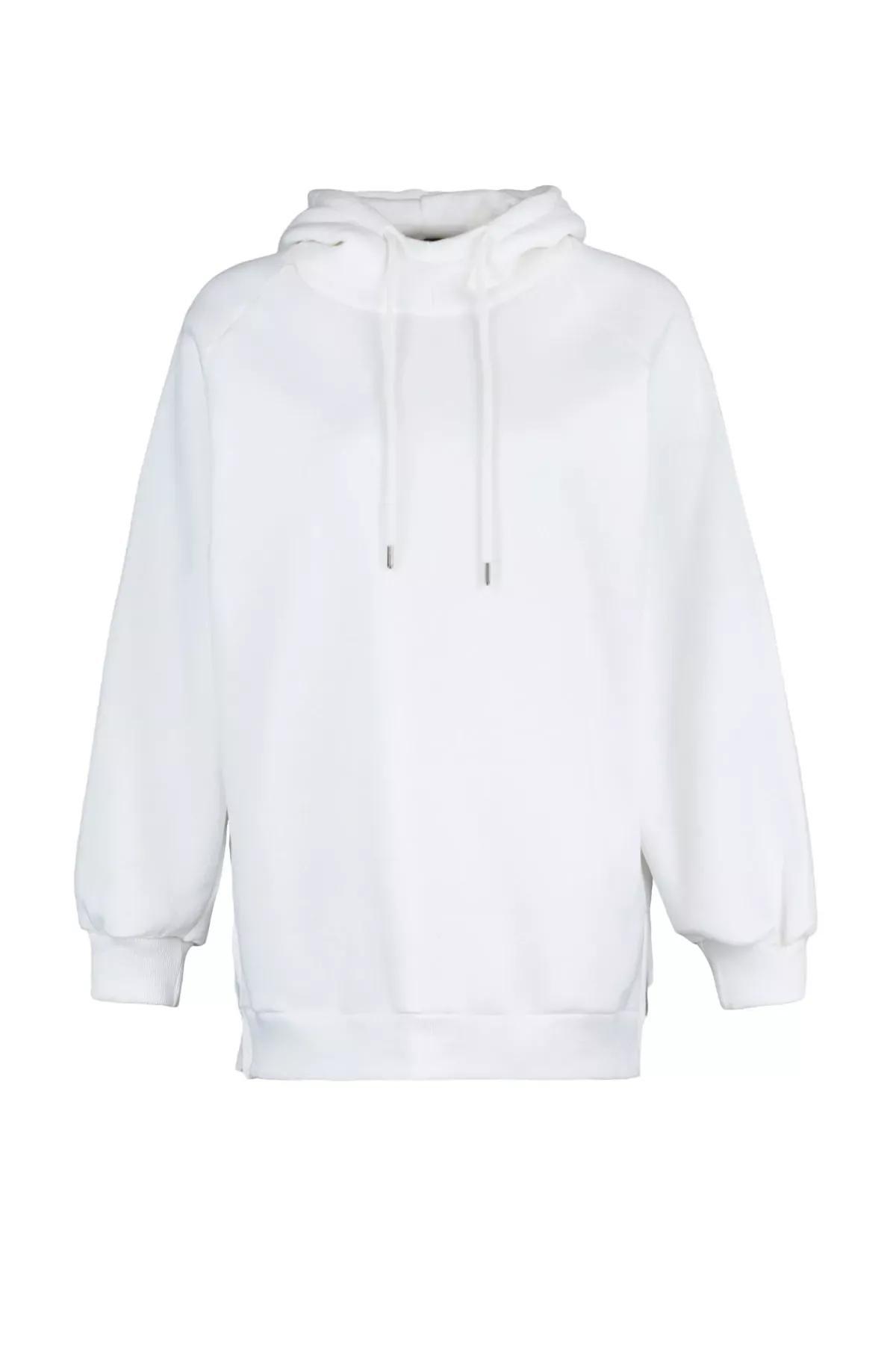 Ecru Hooded Oversize Sweatshirt, Ecru, large image number 5