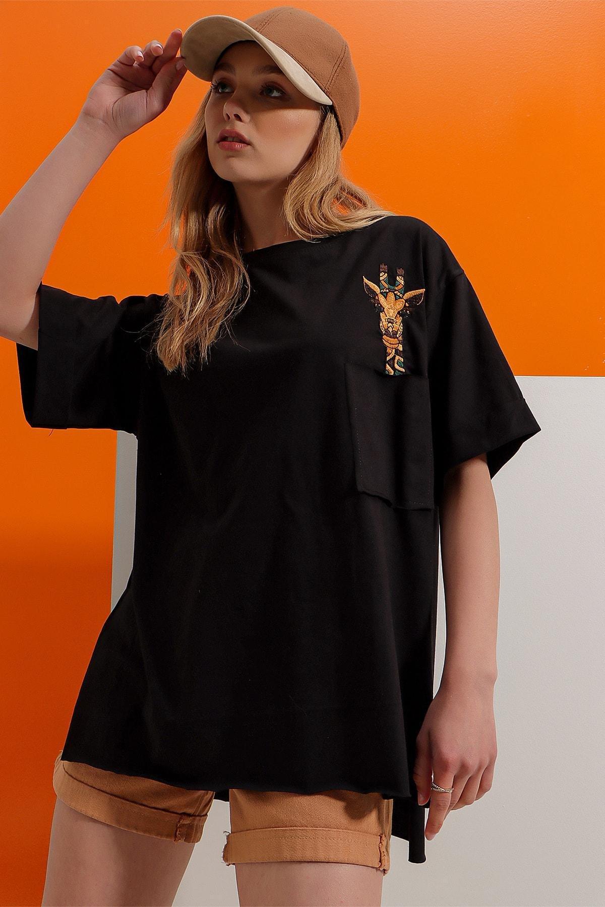 Black Crew Neck Printed Cotton T-Shirt, , large image number 0