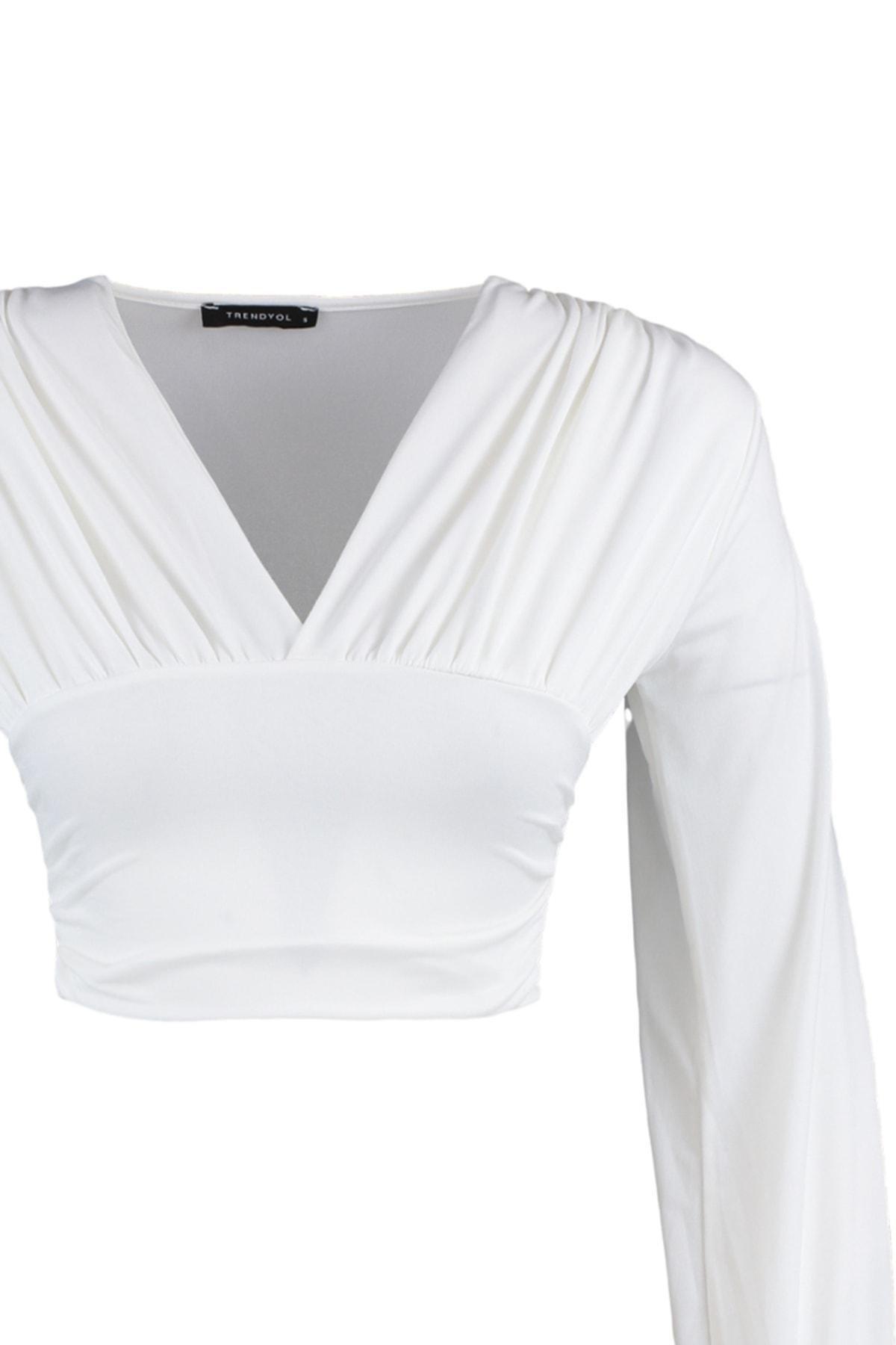 Trendyol - White Wrapover Blouse