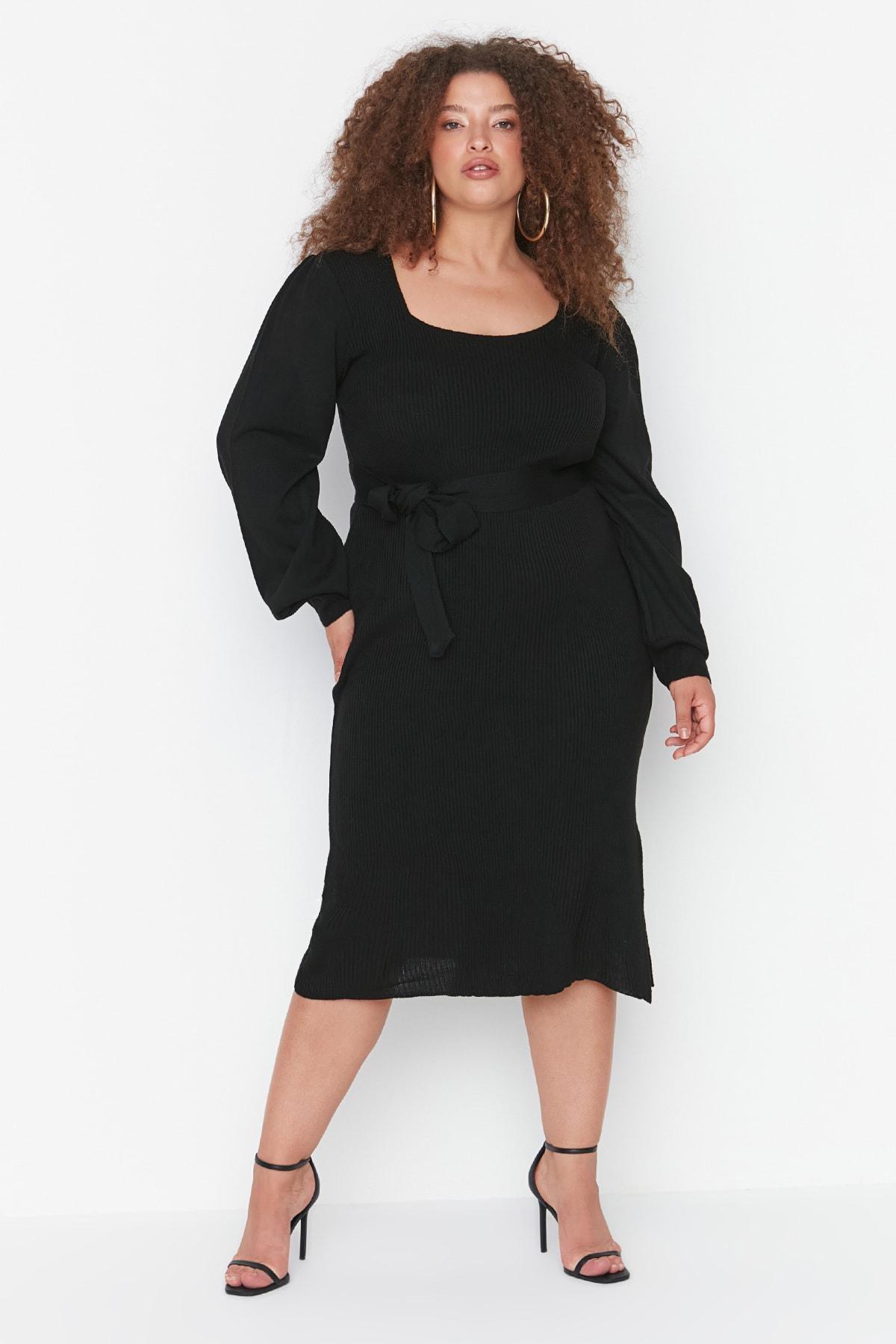 Trendyol - Black Bodycon Plus Size Dress