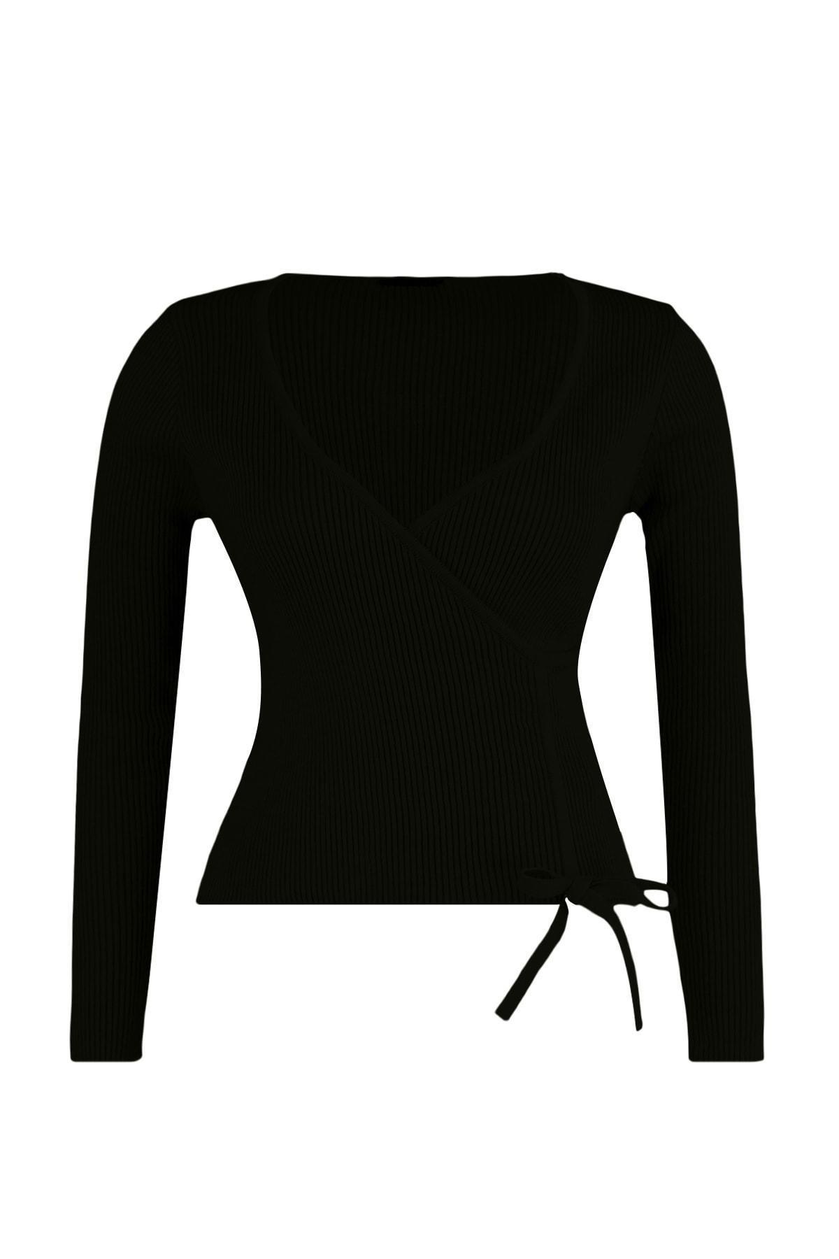 Trendyol - Black Double-Breasted Plus Size Sweater