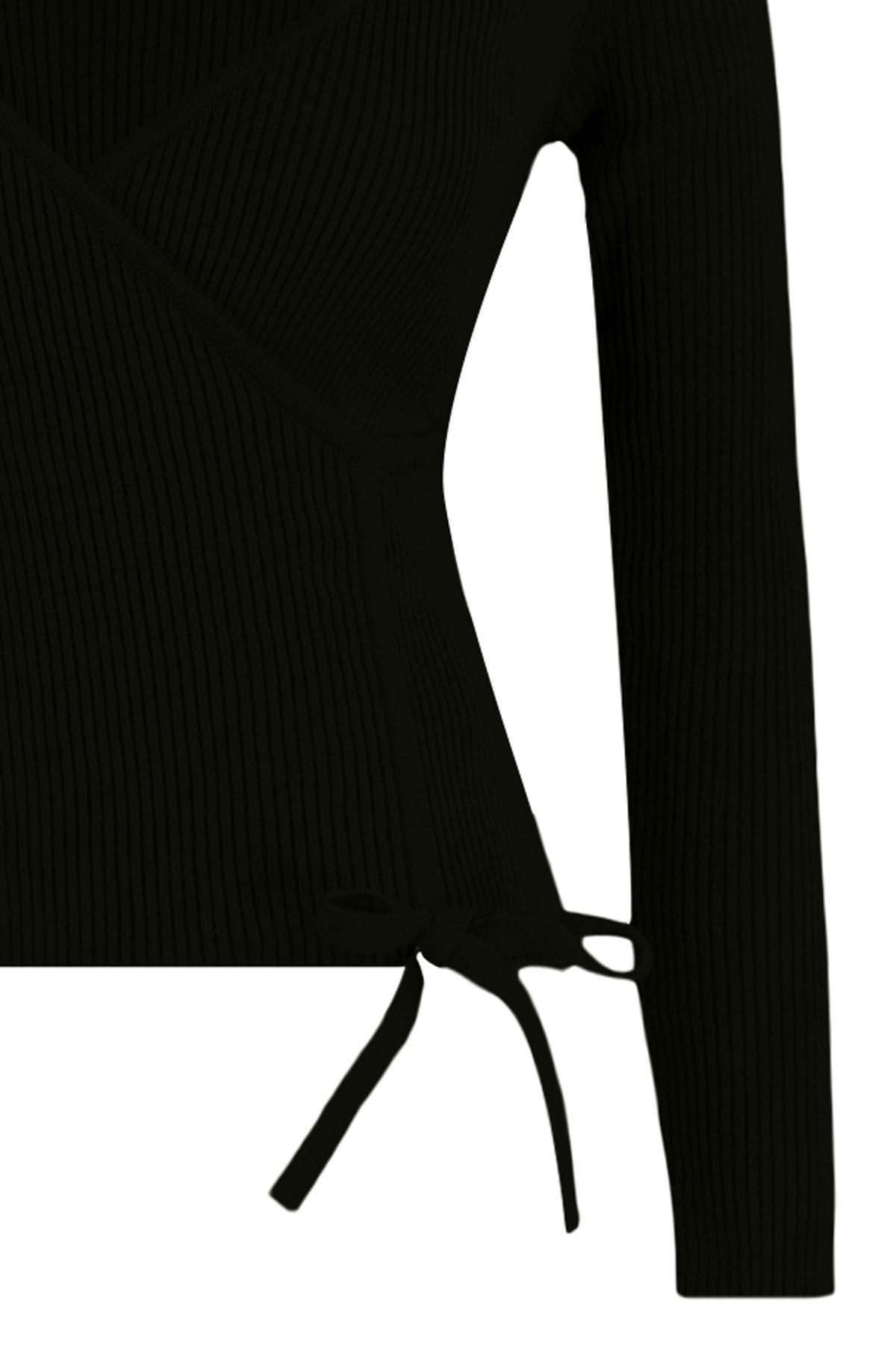 Black Double-Breasted Plus Size Sweater, , large image number 6