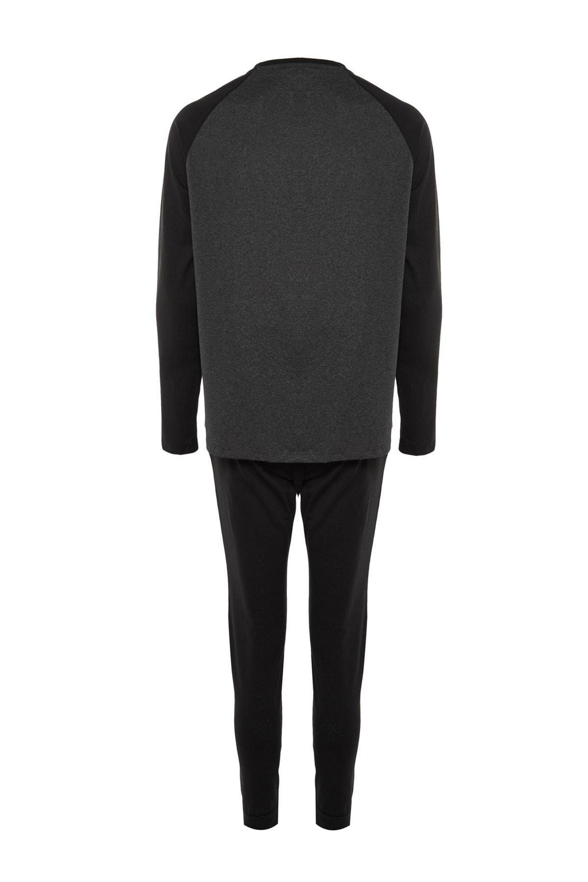 Black Crew Neck Pajama Set, , large image number 7