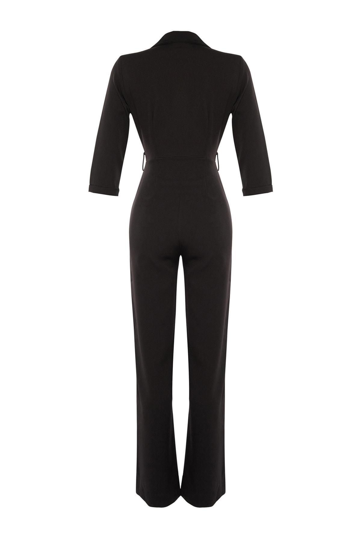 Black Lapel Collared Jumpsuit, , large image number 6